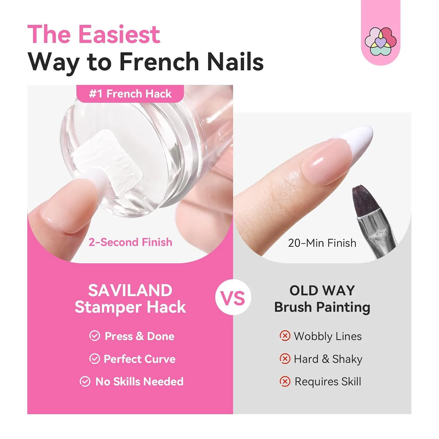 SAVILAND French Tip Tool Silicone Nail Stamper 4PCS