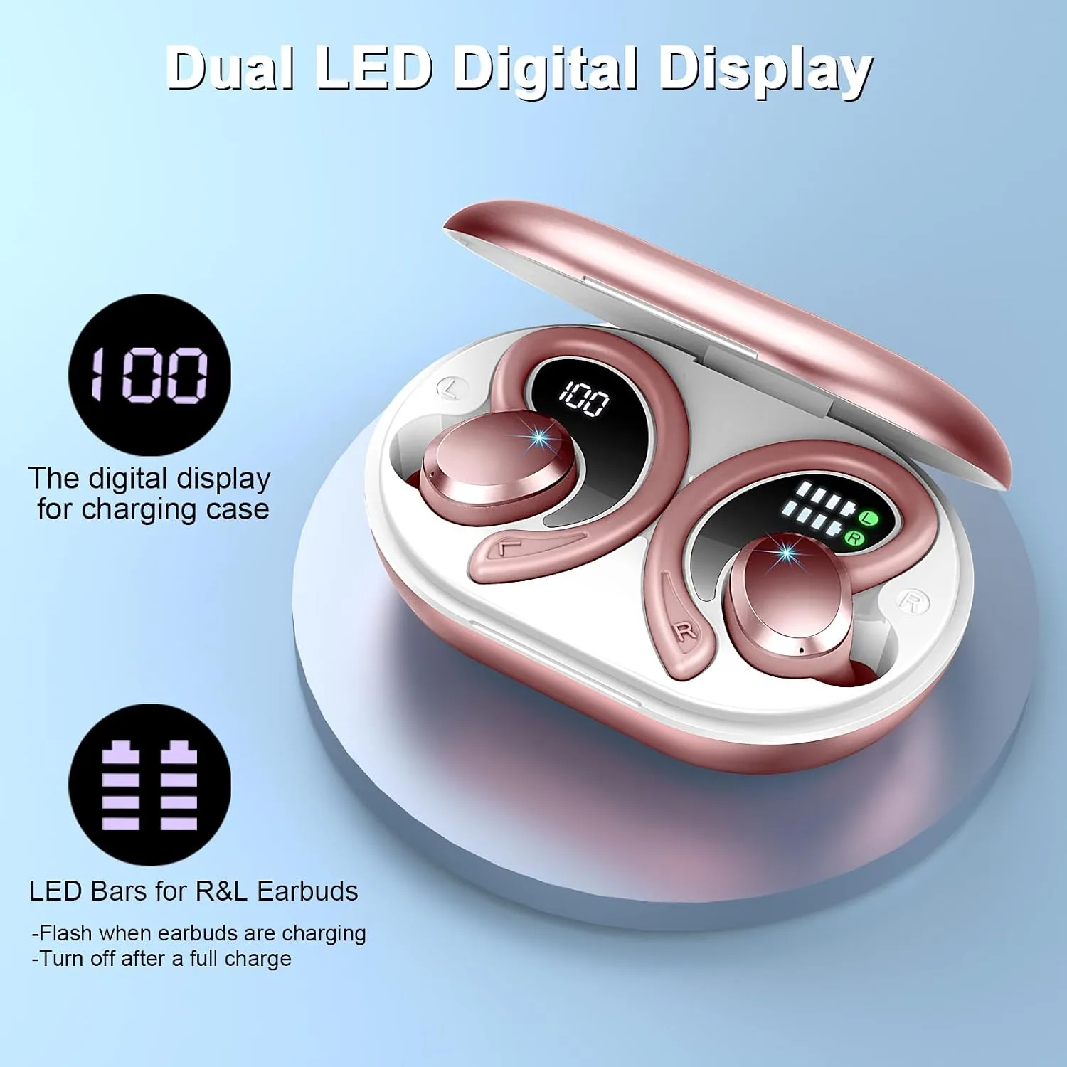 Wireless Earbuds, Sport Bluetooth 5.4 Headphones 2026 New Bluetooth Earbuds with 56Hrs Stereo, 4 ENC Mic, Noise Canceling Over-Ear Buds with Earhooks, IP7 Waterproof Earphones for Workout/Running/Gym