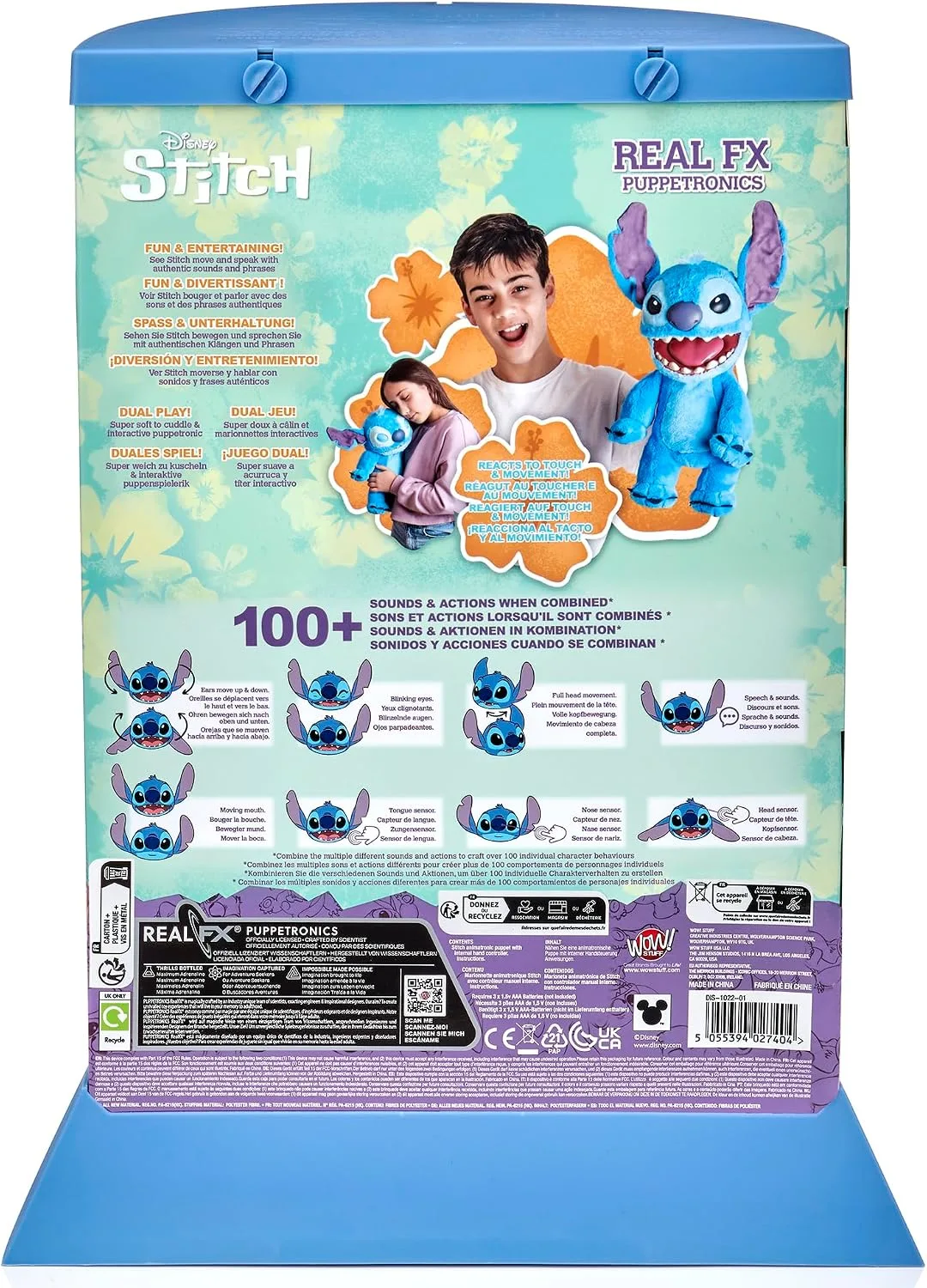 Wow! Stuff Disney Stitch Puppetronic by RealFX | Looks, Feels & Sounds Real! | Disney's Lilo & Stitch | Over 100 Action & Sounds | 18" High | Ages 6+
