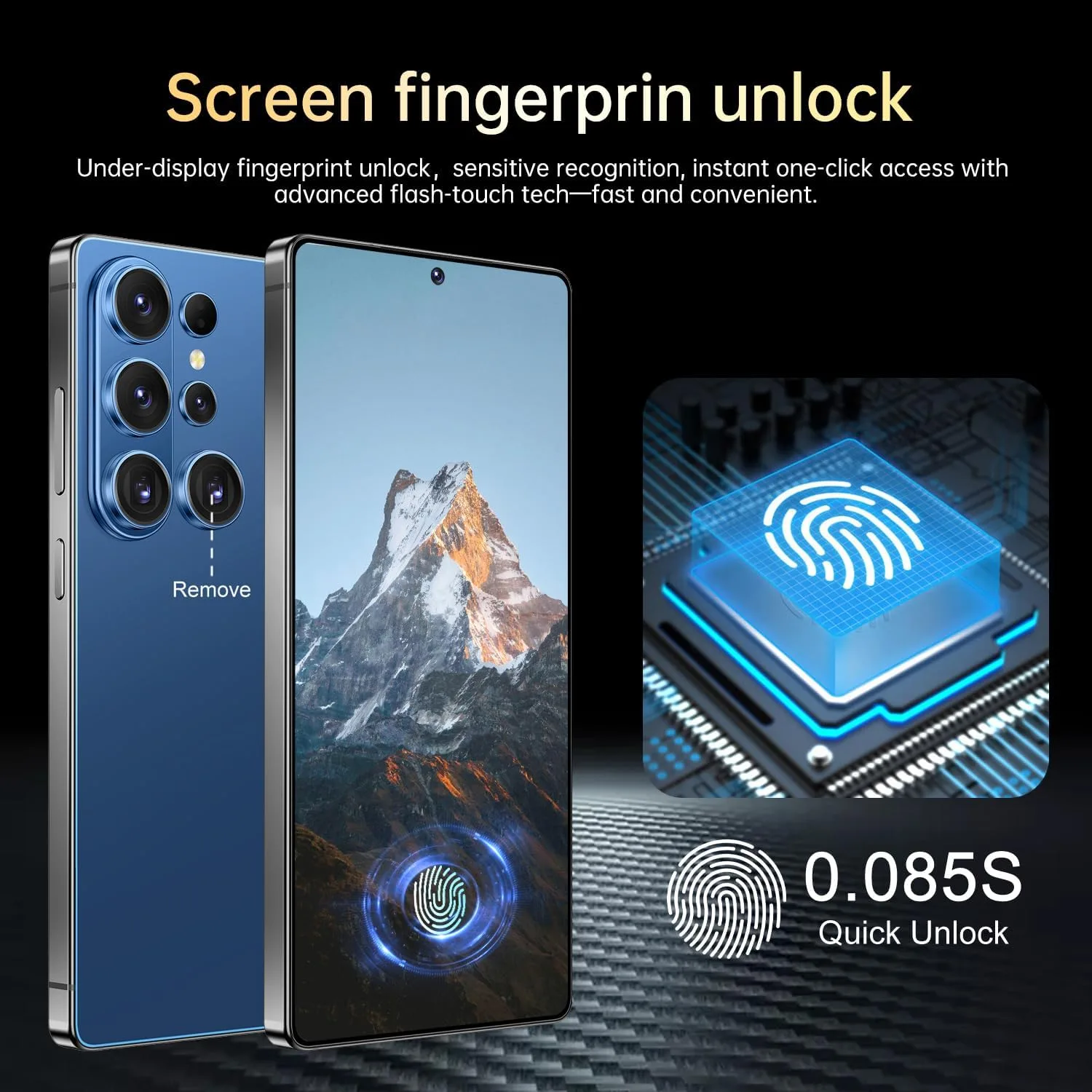 Huness 26 Ultra Unlocked Cell Phone,Built in Pen,16+1TB Unlocked Phone, Android 15 Battery 7000mAh 6.99" HD Screen Smartphone, 5G/Face ID/Fingerprint Lock/Dual SIM/GPS (Deep Blue, 16+1TB)