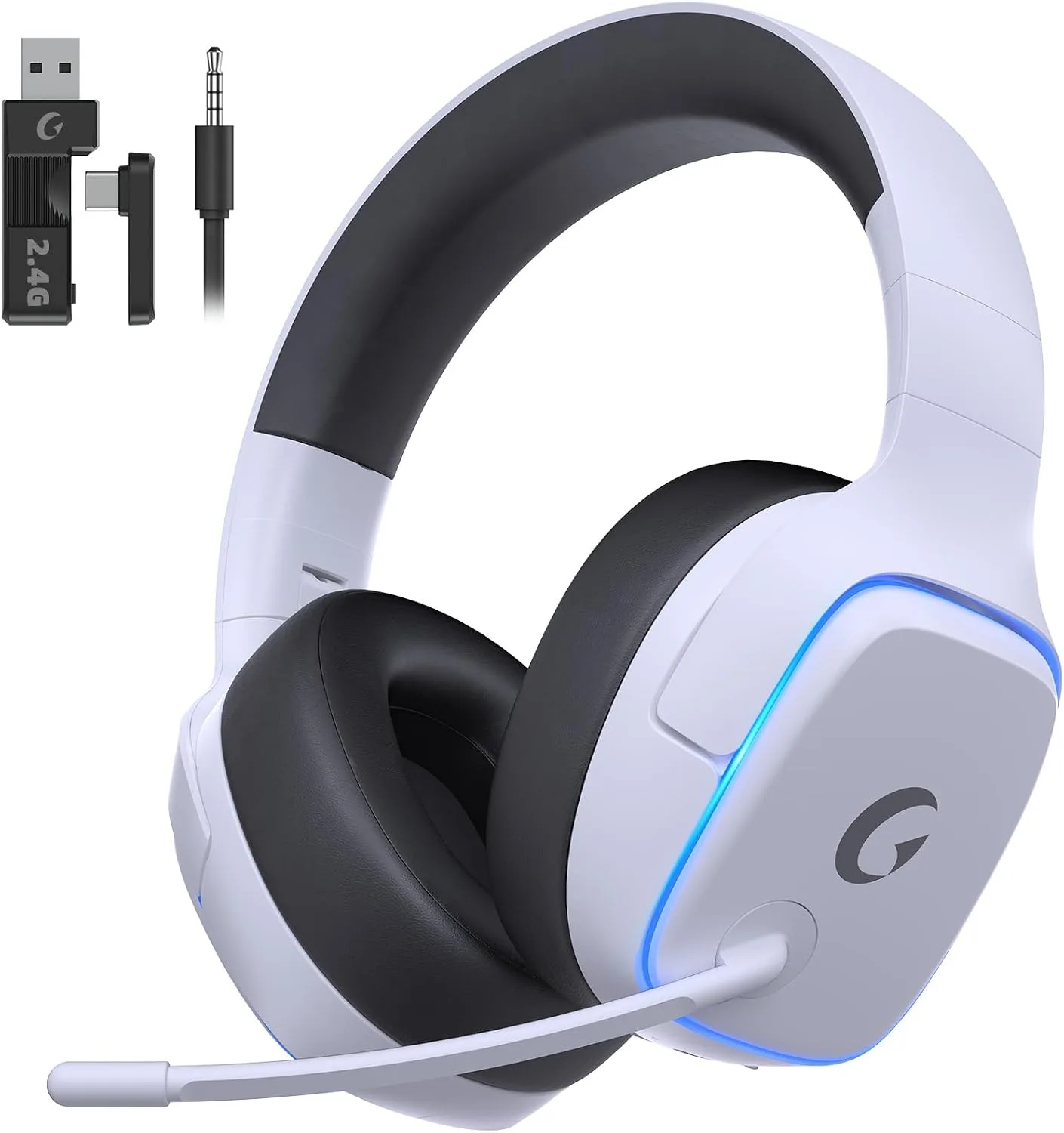 Audífonos inalámbricos para gaming Gvyugke 2.4GHz para PS5, PS4, PC, Switch Blanco