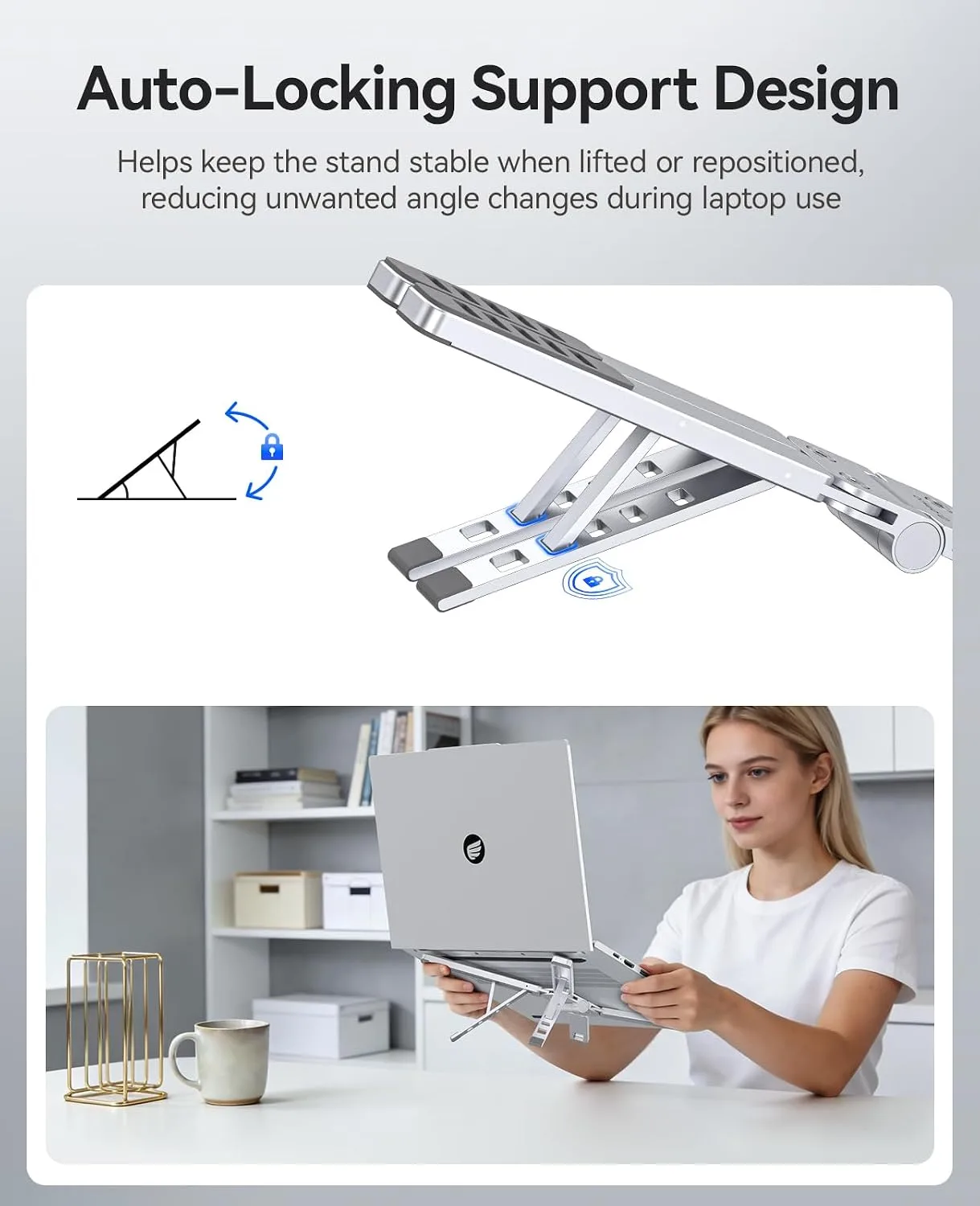 ORICO Portable Laptop Stand for Travel & Desk, Foldable 3-in-1 PN1, Silver