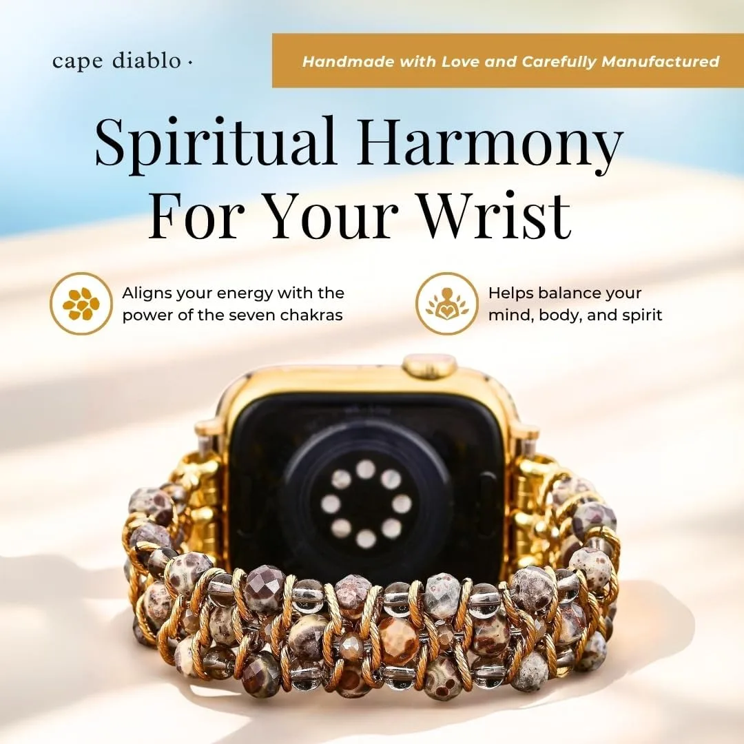 Cape Diablo Smart Watch Band for Women - Handmade Gemstone Strap - Compatible with 38mm-45mm Apple Faces