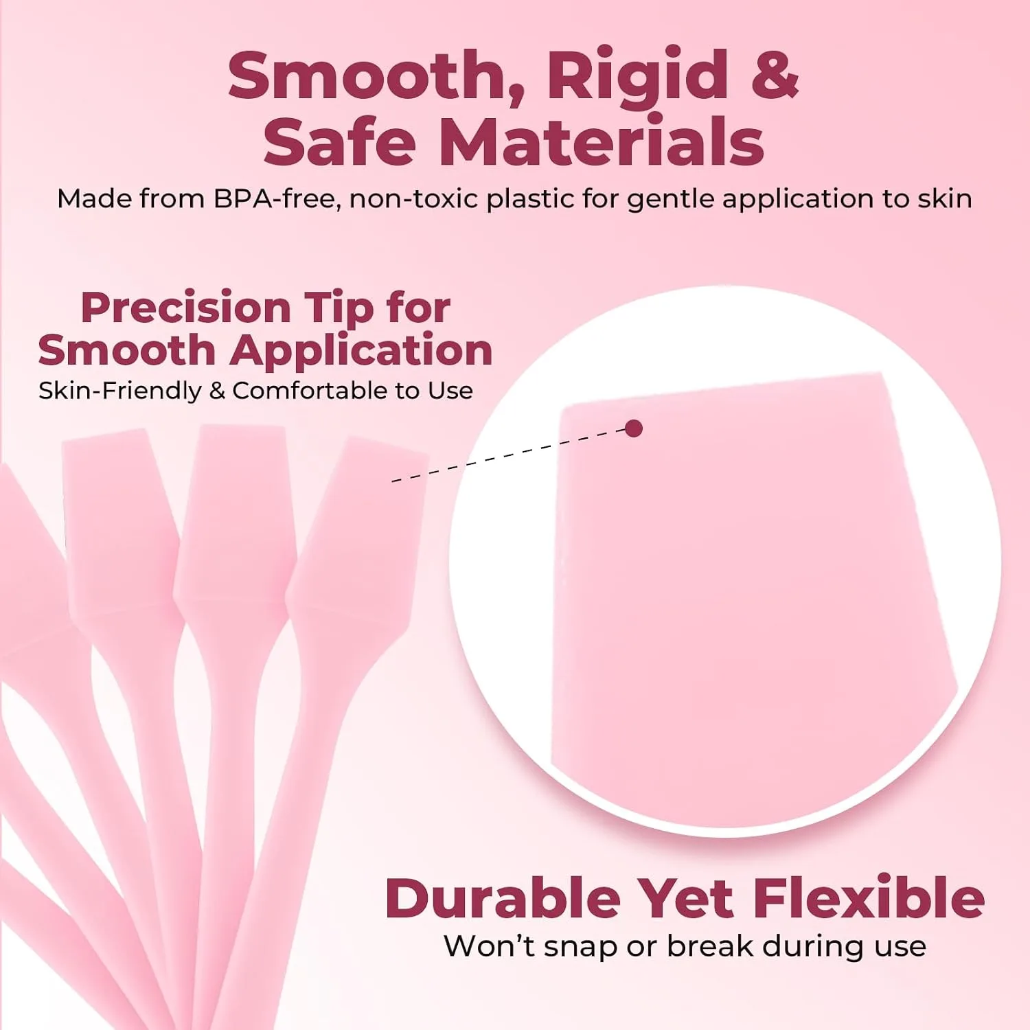 Kopperko Cosmetic Spatulas, 2.5 Inch, 100 Pack, Pink