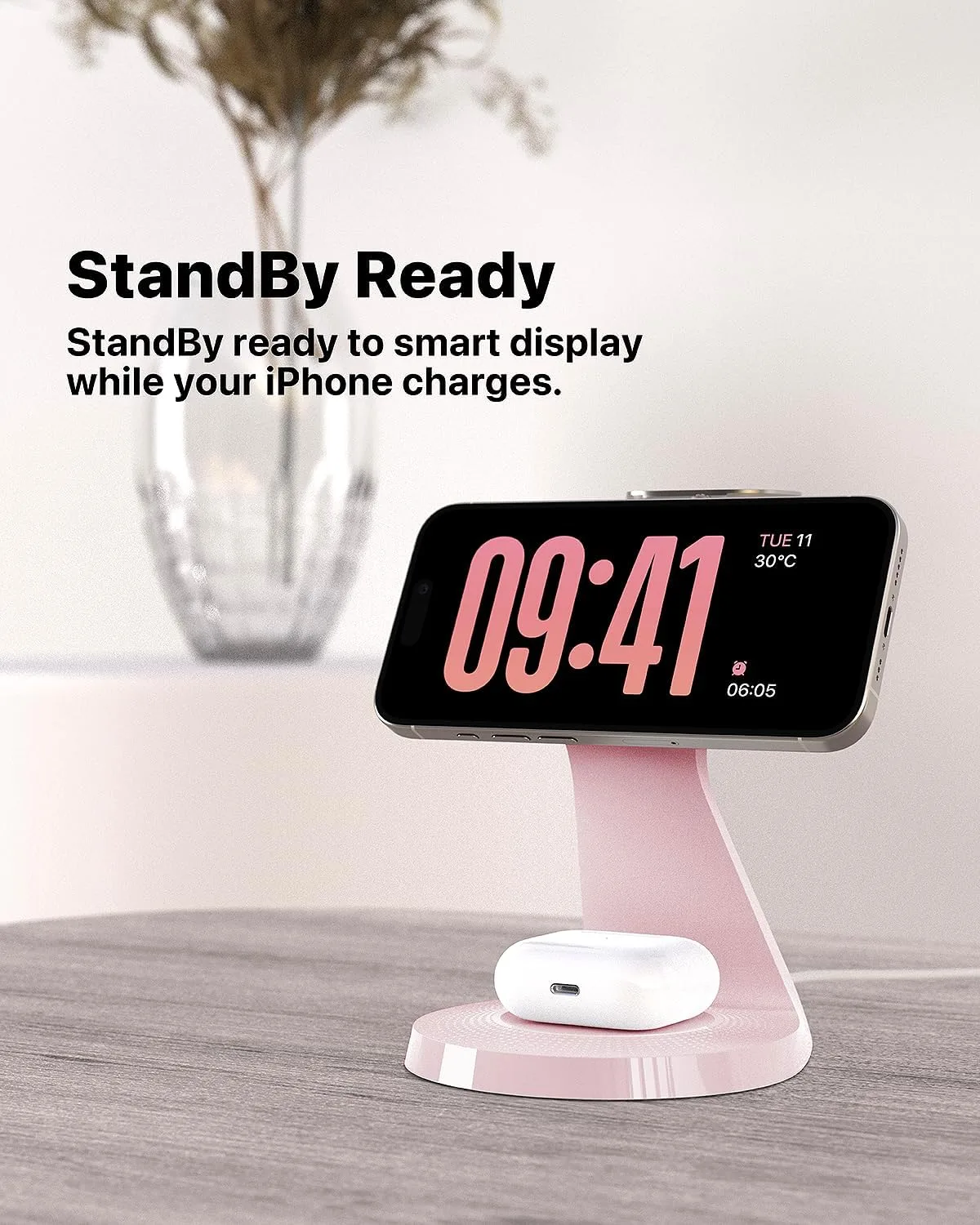 3 in 1 Charging Station for Apple Devices, Mag-Safe Charger Stand Fast Charging, Wireless Charger for iPhone 16/15/14/13/12 Series, & AirPods, & iWatch (USB-C Charger Included)