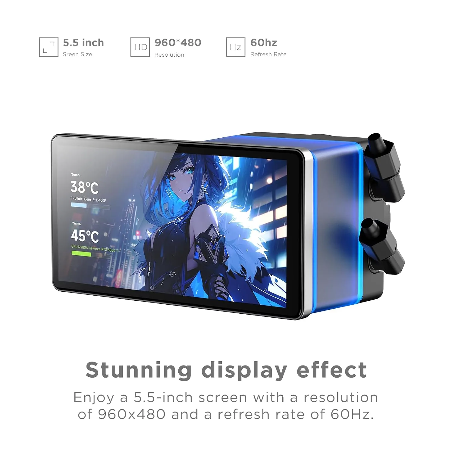 PF 360 CPU Water AIO Cooler Liquid Cooling|5.5-inch LCD Magnetic Screen|360mm ARGB Infinity Mirror 2000RPM PWM Fan|Lower Noise ≤30DBA|for Intel LGA1851/1700/1200/115X AMD AM4/AM5-Black