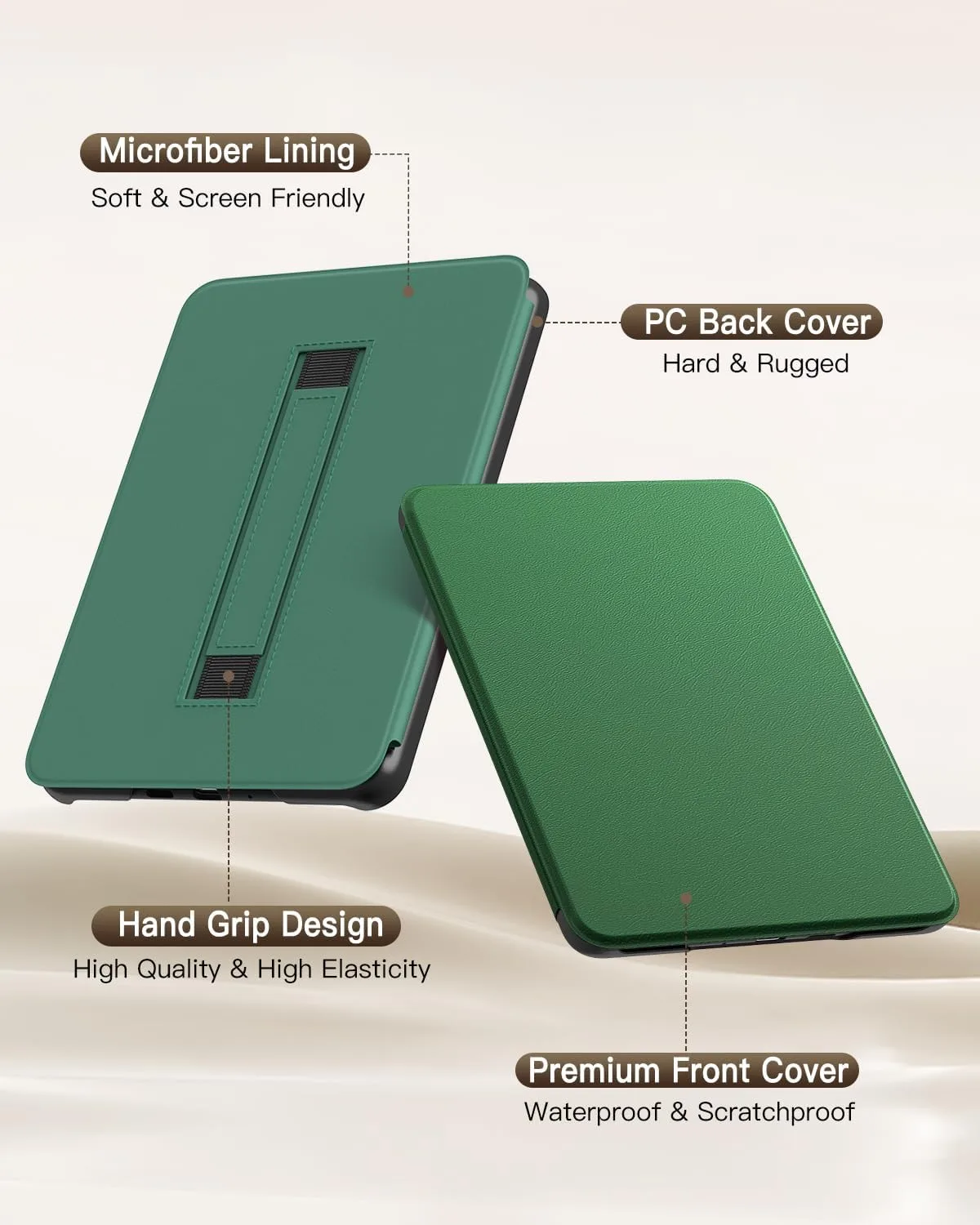 MoKo Case for 7" Kindle Paperwhite 12th Gen 2024, Lotus Leaf Green
