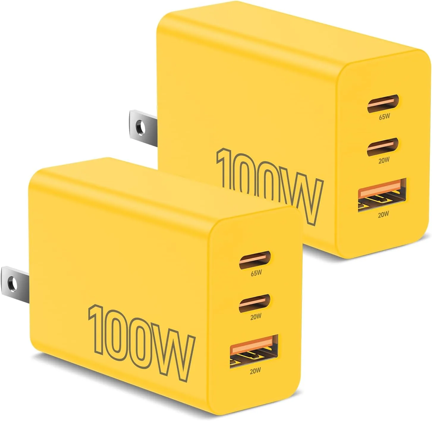 2Pack USB C Charger Block 100W,3-Port Super Fast Charging Wall Adapter