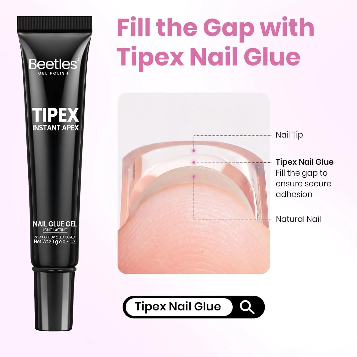 Beetles Tipex Instant Apex Nail Tips Kit, Long Square, 224pcs 16 Sizes
