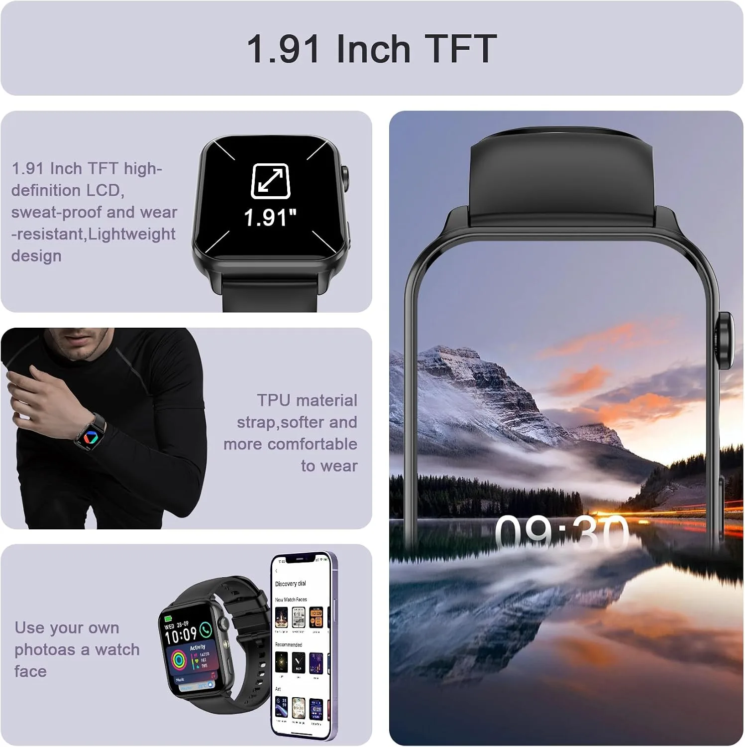 Smart Watches for Men, 1.91" AMOLED Men's Fitness Watch with 7-Day Battery
