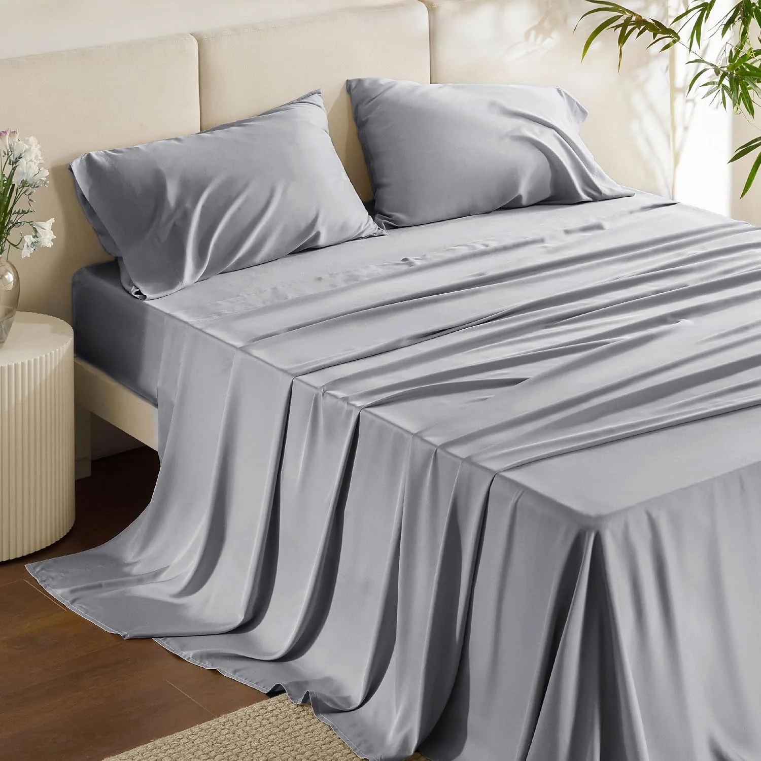 Bedsure PureWoven 100% Rayon Derived from Bamboo, Full Size Sheets, 4 PCS
