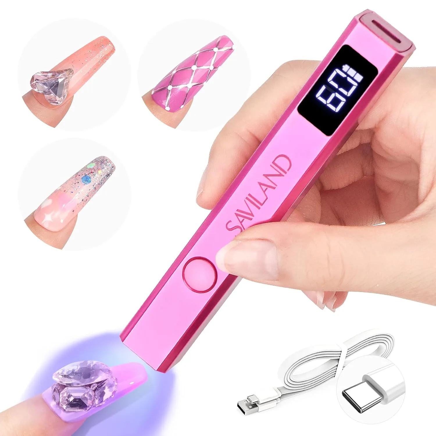 SAVILAND Mini Handheld U V LED Nail Lamp, U V Light for Gel Nails, 12W