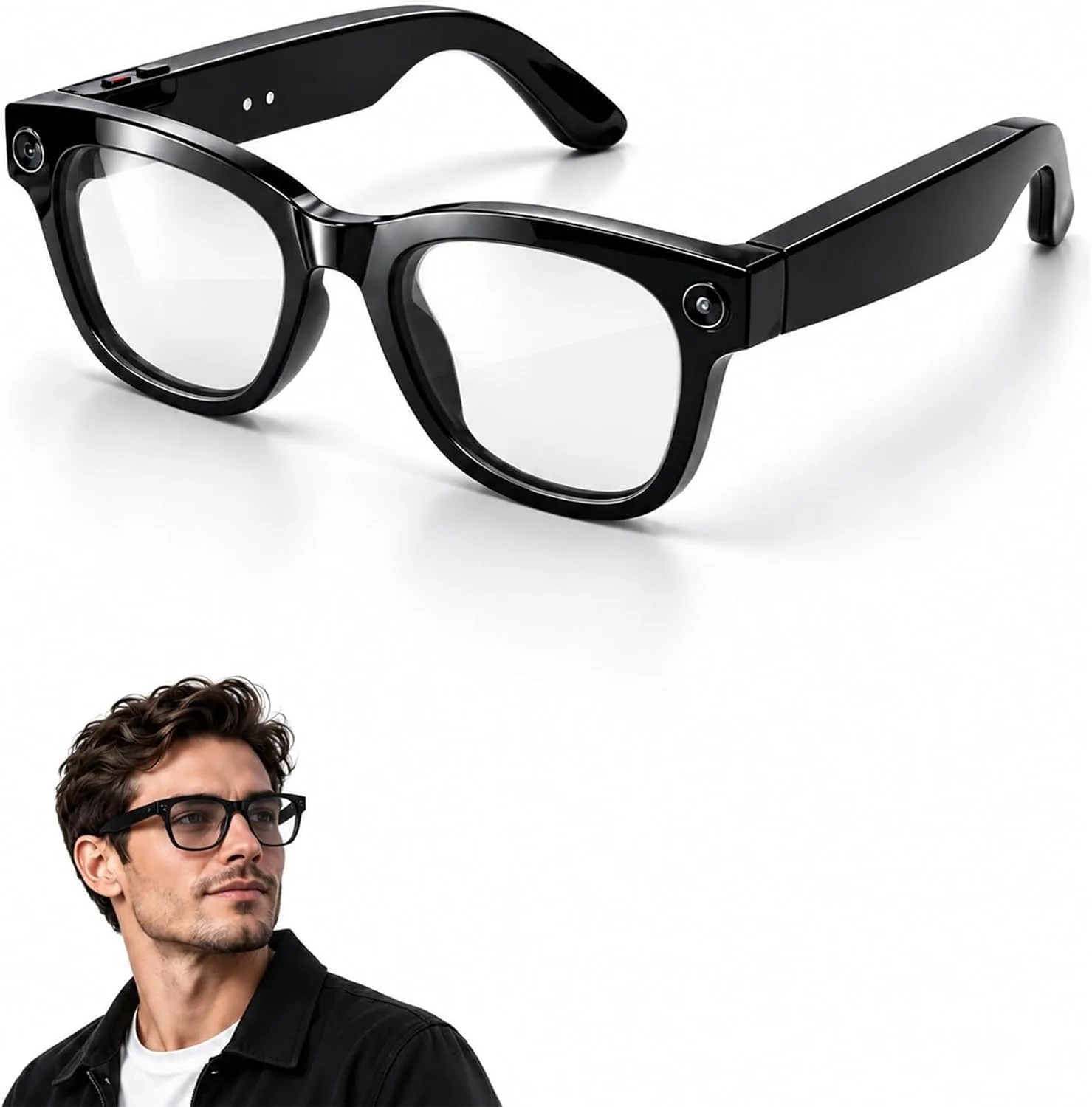 Coucur AI Smart Glasses with Camera,Bluetooth Camera Glasses for Men Women