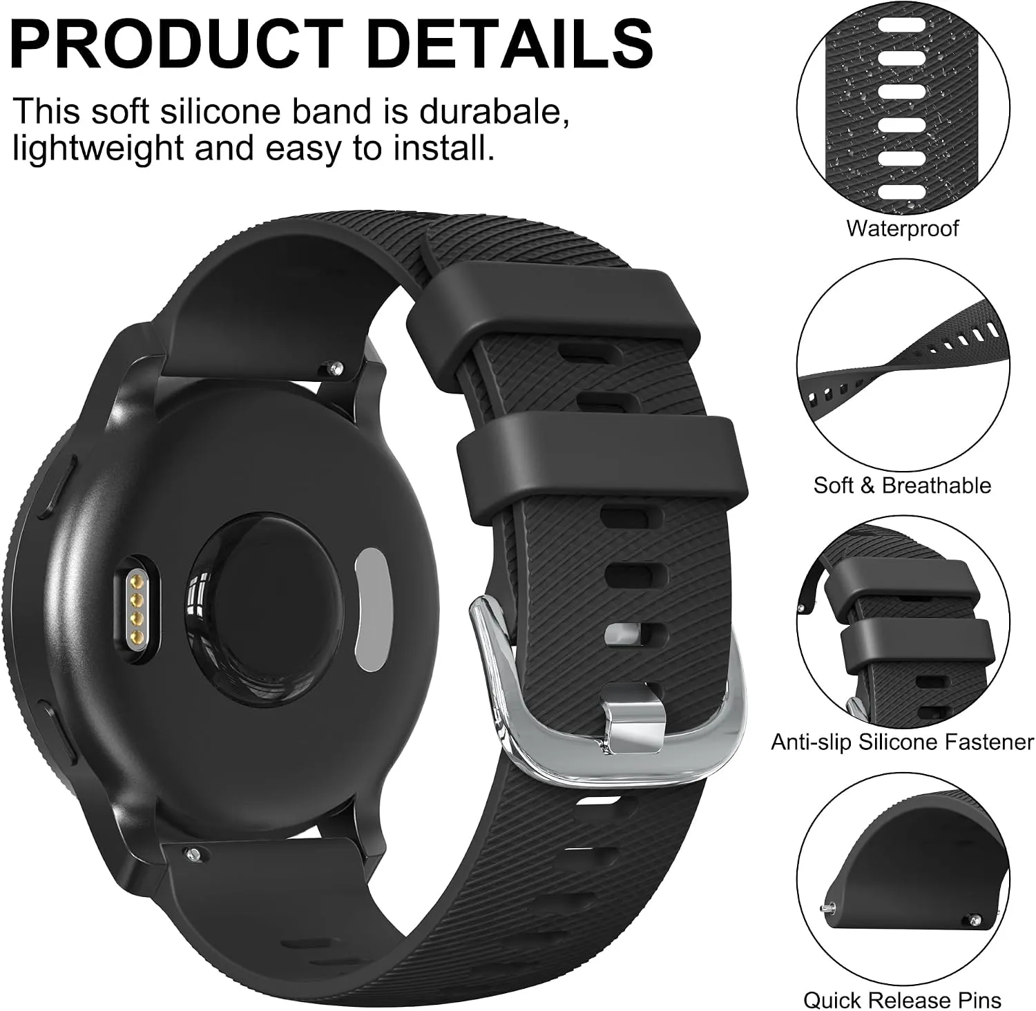 Meliya Silicone Bands Compatible with Coros Pace 3/Pace 4/Pace Pro/Apex 2 Pro/Apex Pro/Apex 46mm Watch Band, Soft Silicone Sport Replacement Wristband for Coros Pace 4/3 Watch