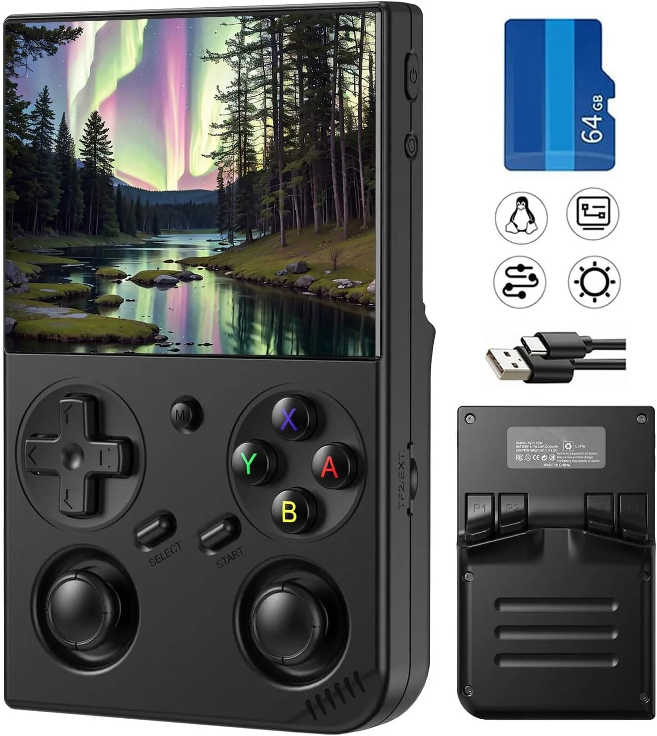 RG35XXPRO Retro Handheld Game Console,Portable Game with 3.5 Inch IPS Screen,with 64G TF Card Pre-Installed 4353 Games Supports 5G WiFi Bluetooth HDMI and TV Output