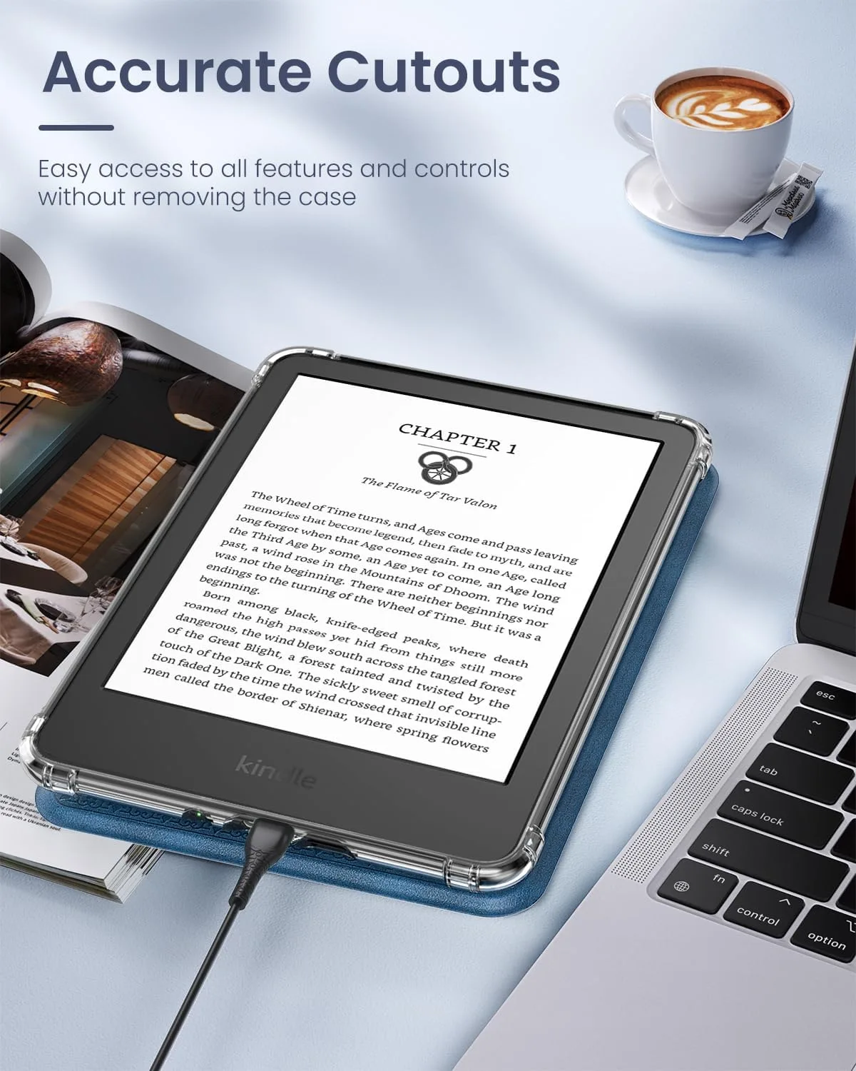 MoKo Case for 6" Kindle Basic 11th Gen (2024/2022), Blue Vintage Twill