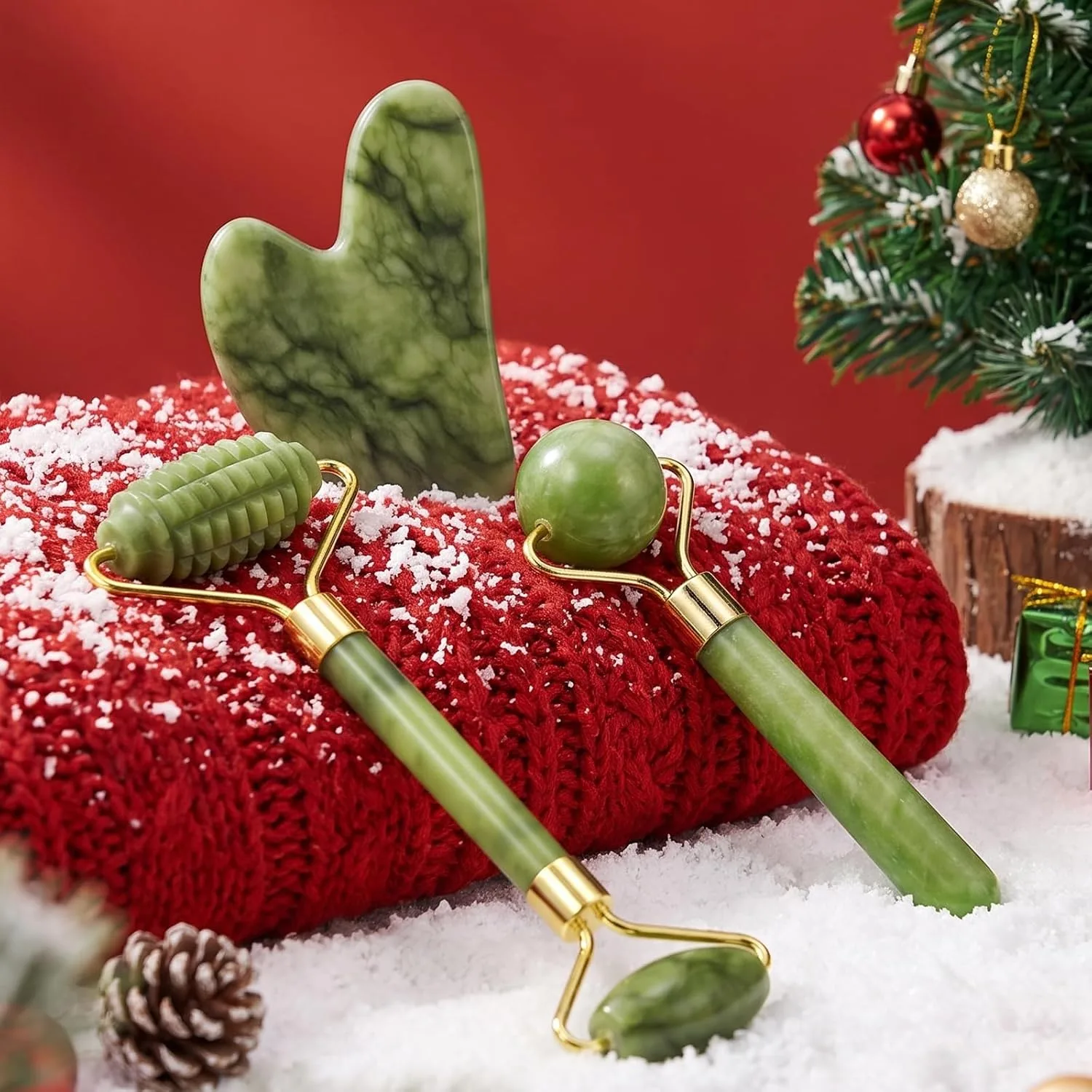 BAIMEI IcyMe Gua Sha & Jade Face Roller for Reducing Puffiness,Skin Firming