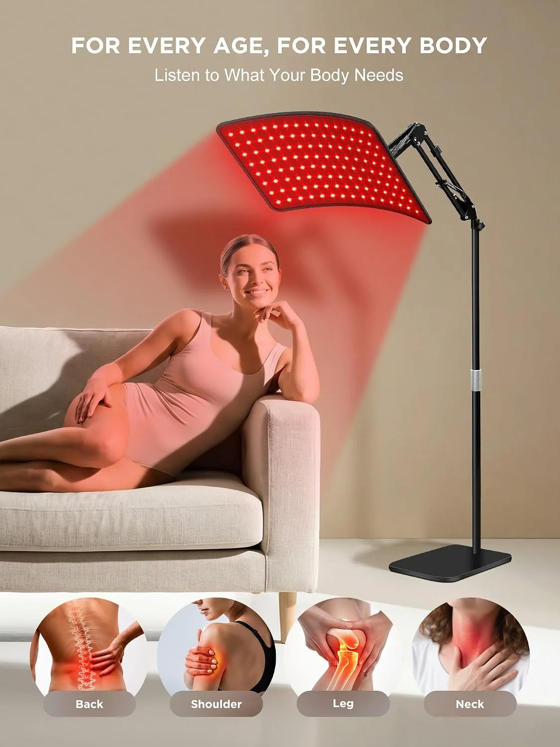 INTEO Red Light Therapy for Face and Body, Infrared Red Light Therapy Lamp
