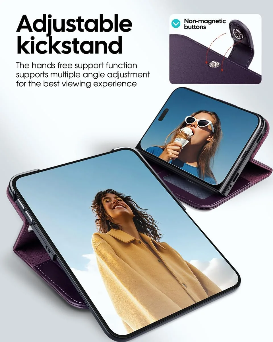 OCASE for iPhone Duo Wallet Case with Card Holder, Purple
