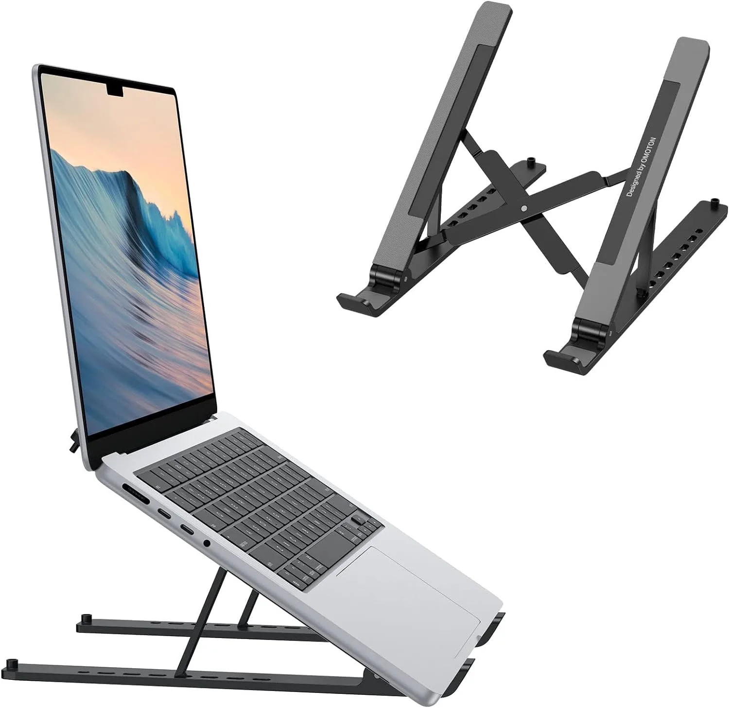 Base para laptop Omoton ajustable 7 niveles para laptops 10-15.6 pulgadas