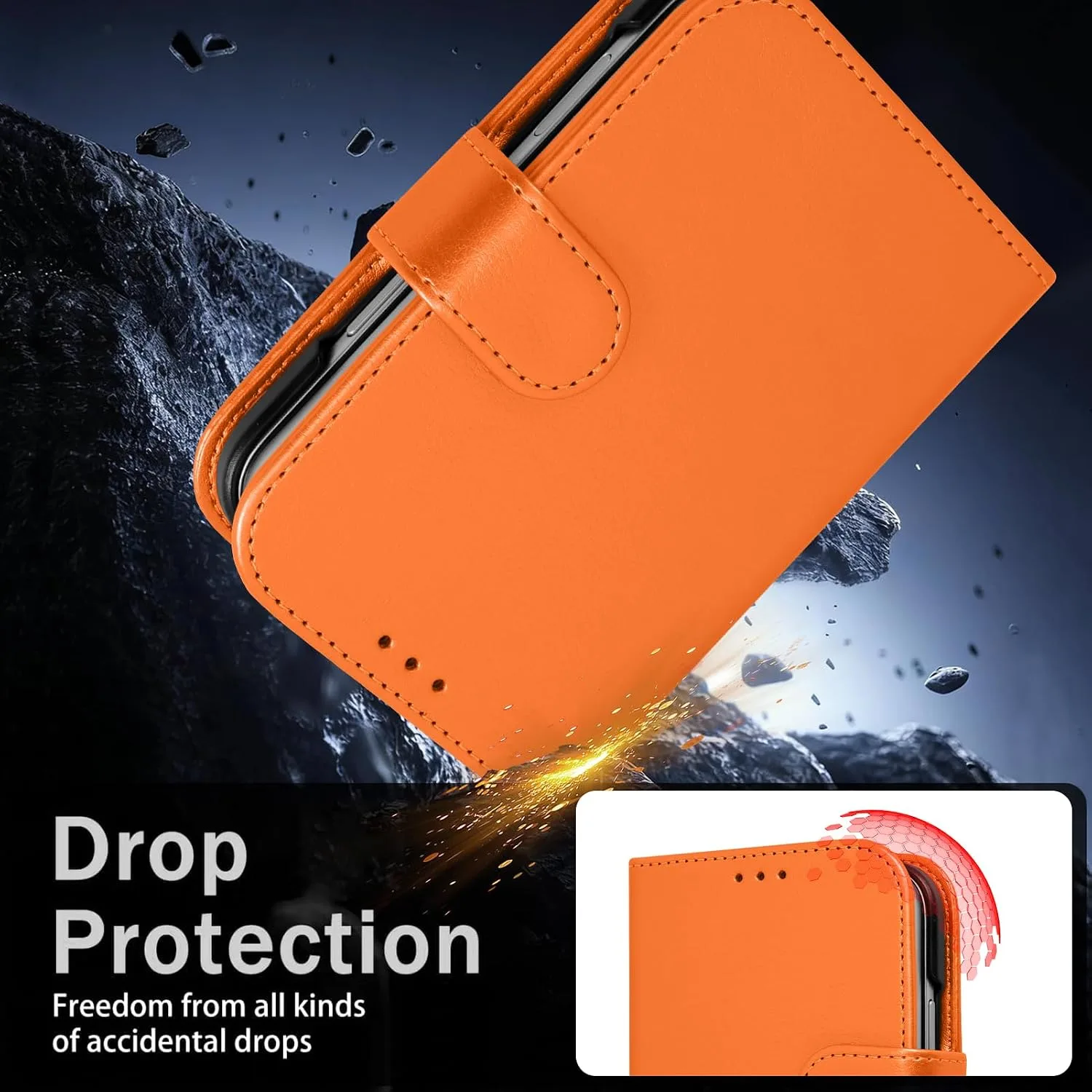 Wallet Phone Case Crafted for iPhone Duo Orange