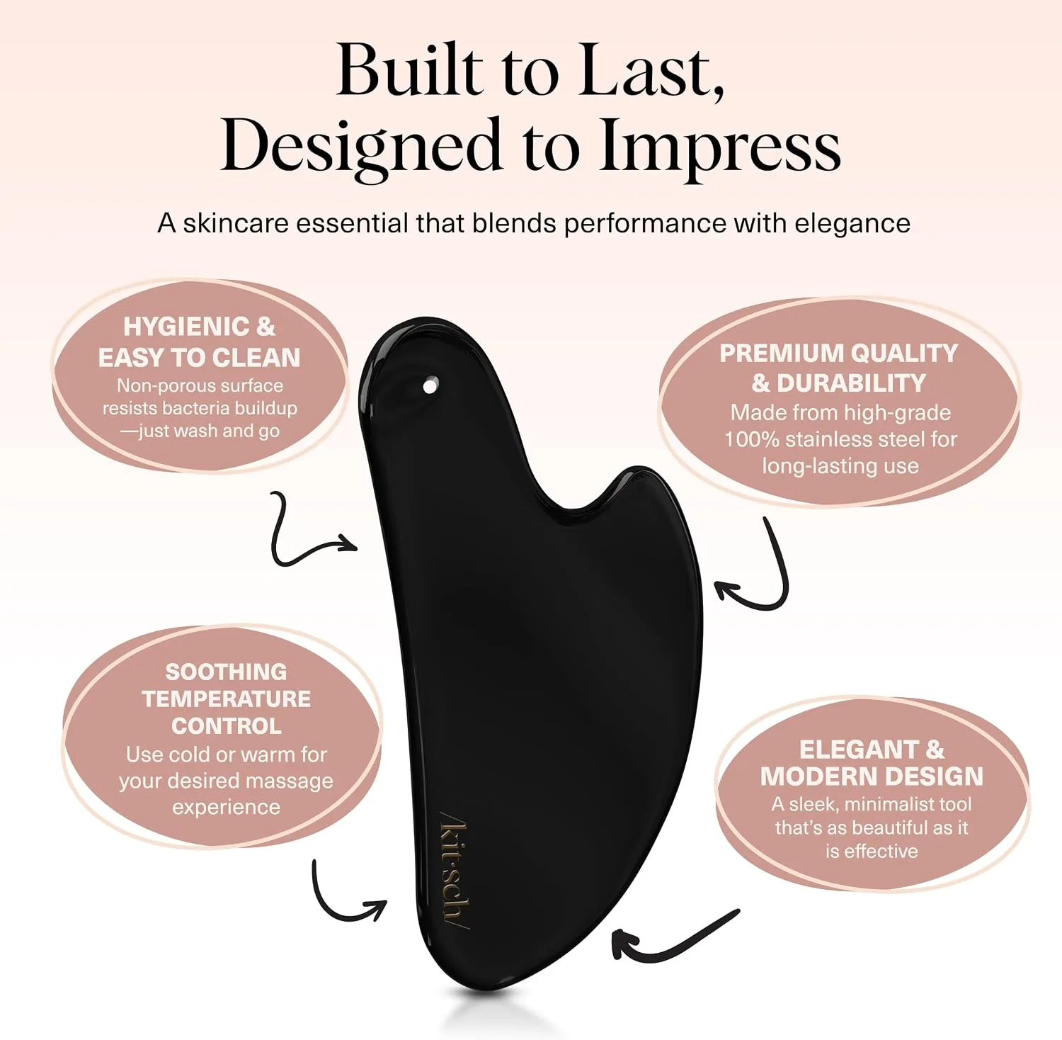 Kitsch Stainless Steel Guasha Tool for Face - Matte Black