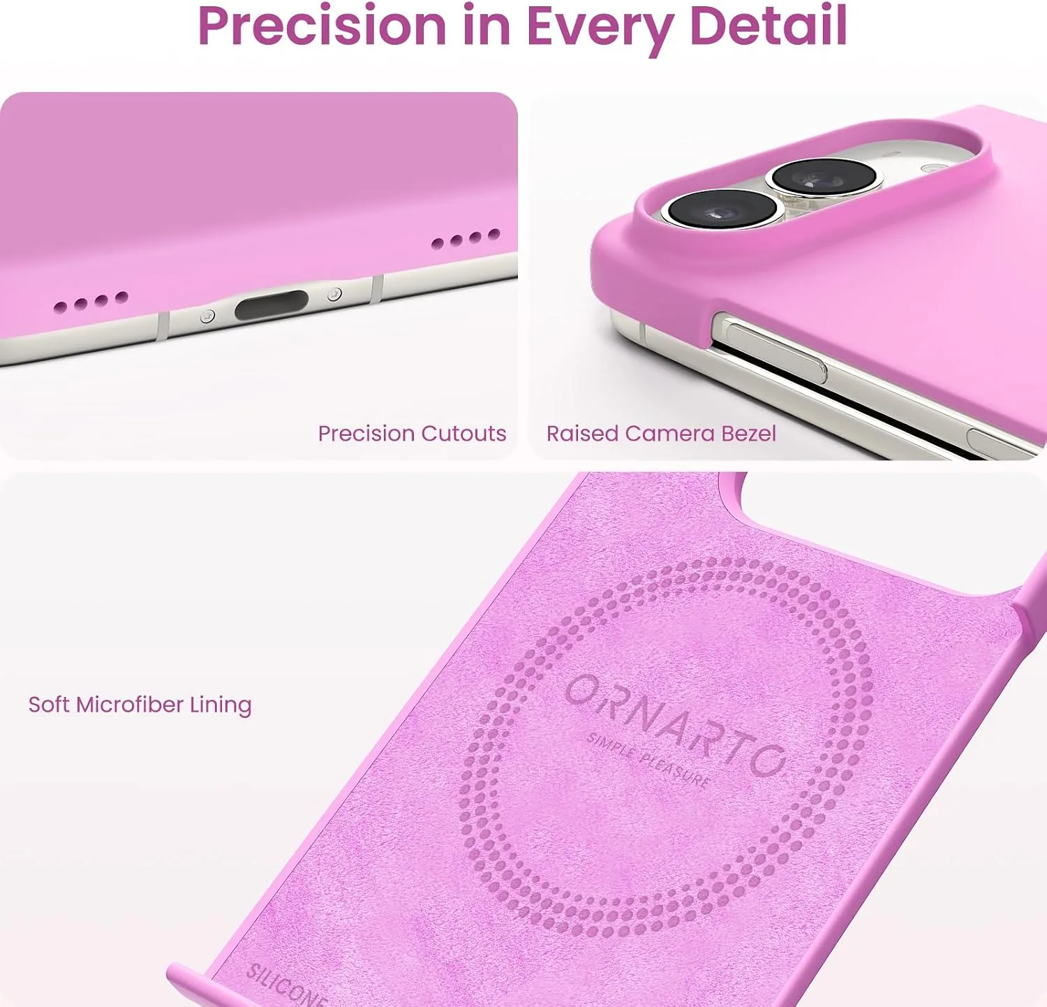 ORNARTO for iPhone Duo Case,Magnetic Slim Liquid Silicone,Cherry Blossom