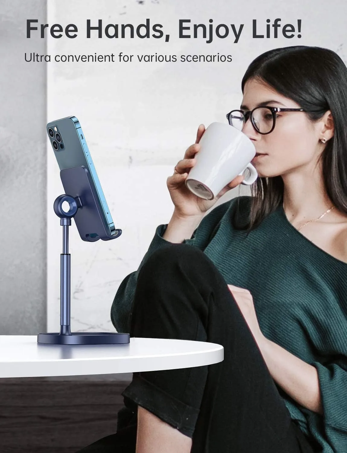 LISEN Cell Phone Stand, Phone Holder for Desk, Blue Gaming Accessories