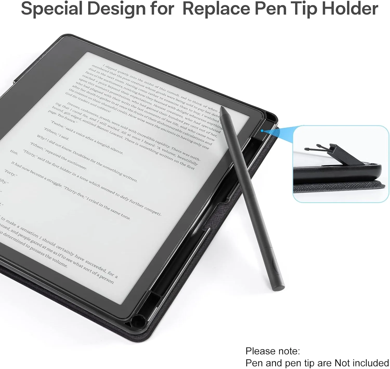 CoBak Case for Kindle Scribe - All New PU Leather Cover with Auto Sleep Wake Feature for Kindle Scribe 10.2" 2022 & 2024 Released with Pen Holder