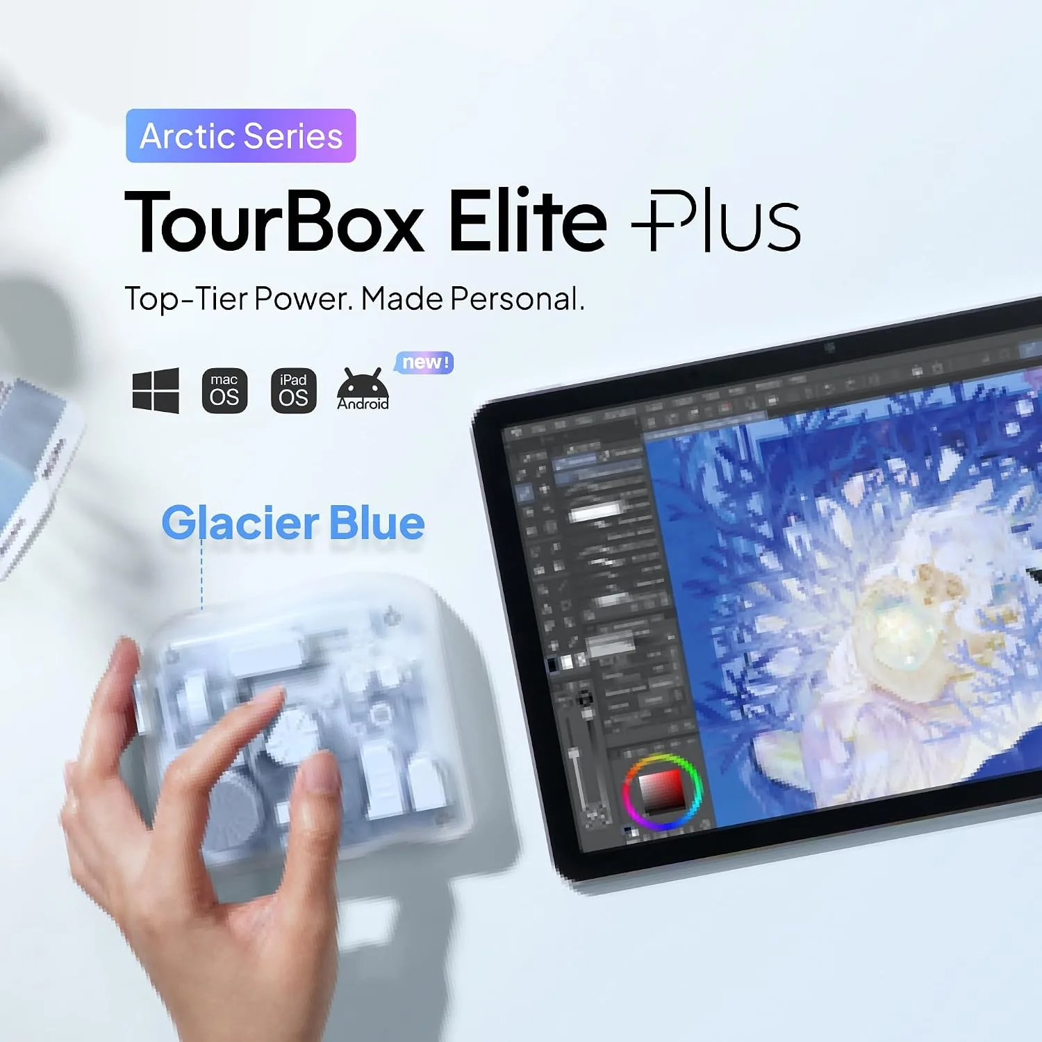 TOUR BOX Elite Plus Editing Controller Kit, Complete Control, Glacier Blue