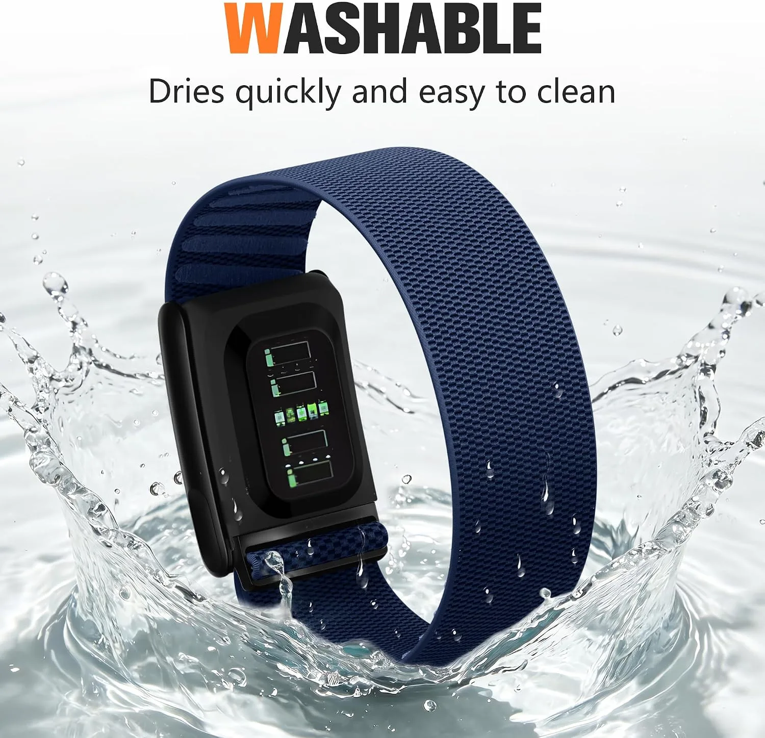 Getino Sport Band Compatible with Whoop 5.0 Bands One, Peak and Life/MG, Breathable Adjustable Elastic Replacement Soft Nylon Strap Accessories for Whoop Band 5.0 Fitness Tracker, Navy