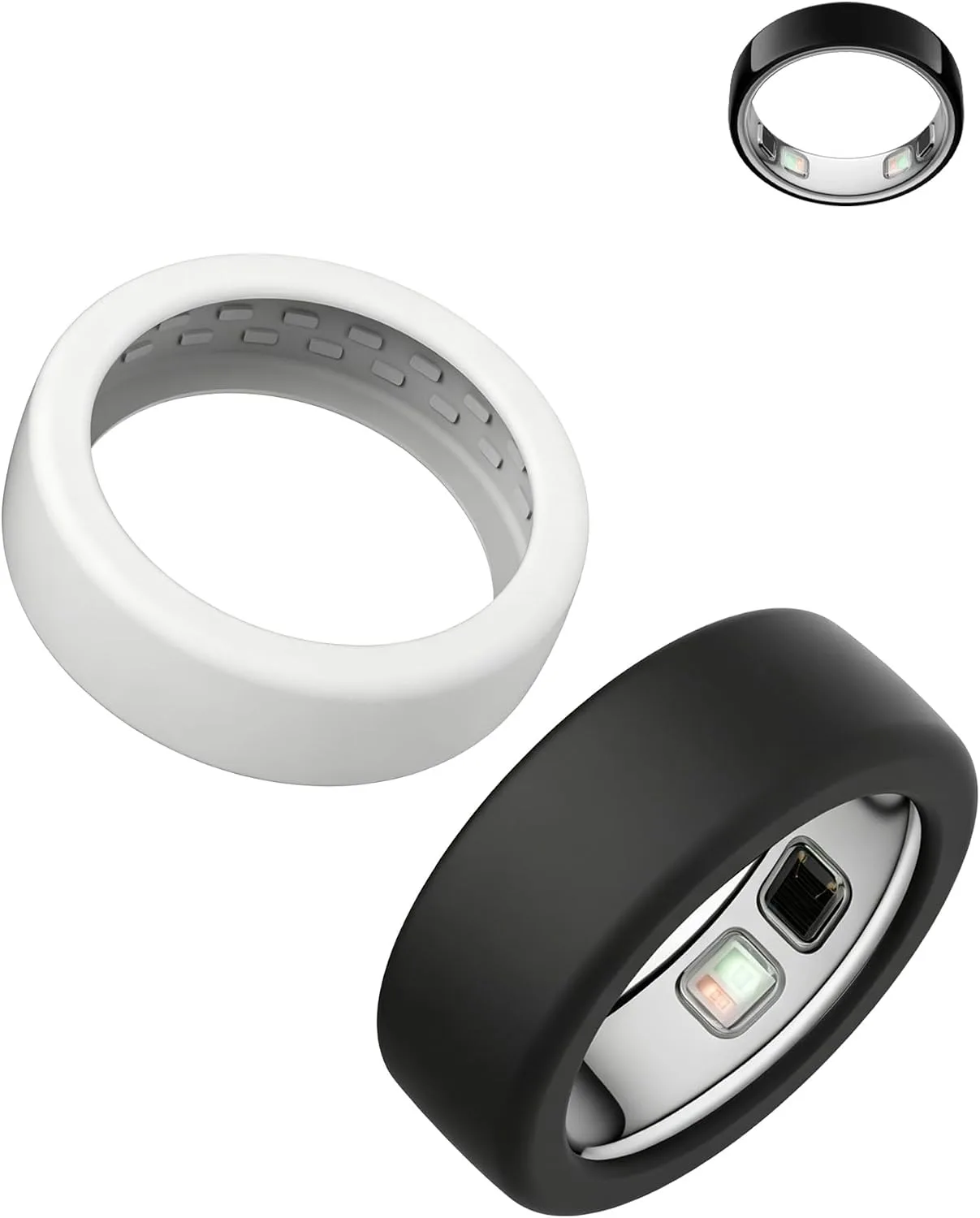 Silicone Case for Oura Ring 5, 2-Pack, M (10-13), Black+ White