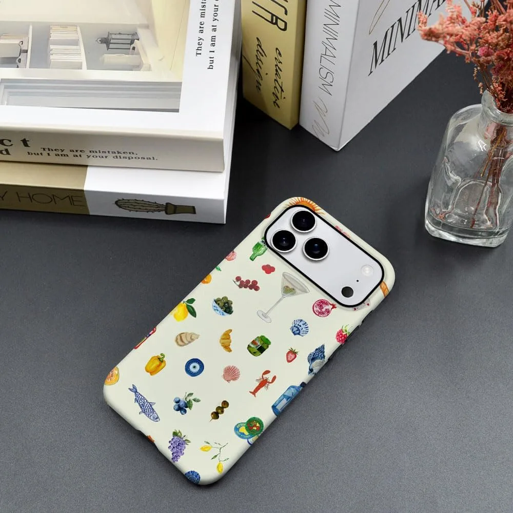 Case Compatible with iPhone 18 Pro Max/iPhone 17 Pro Max,Fall Prevention Hybrid 2-Layer Hard Shell Phone Cover for Girls Boys,Aesthetic Fruit Lily Flower Fish
