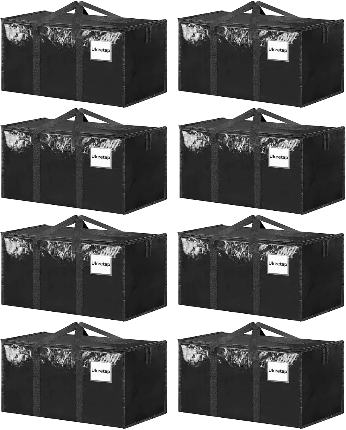 ukeetap 8 Pack Extra Large Clothes Storage Bins with Lids,Black