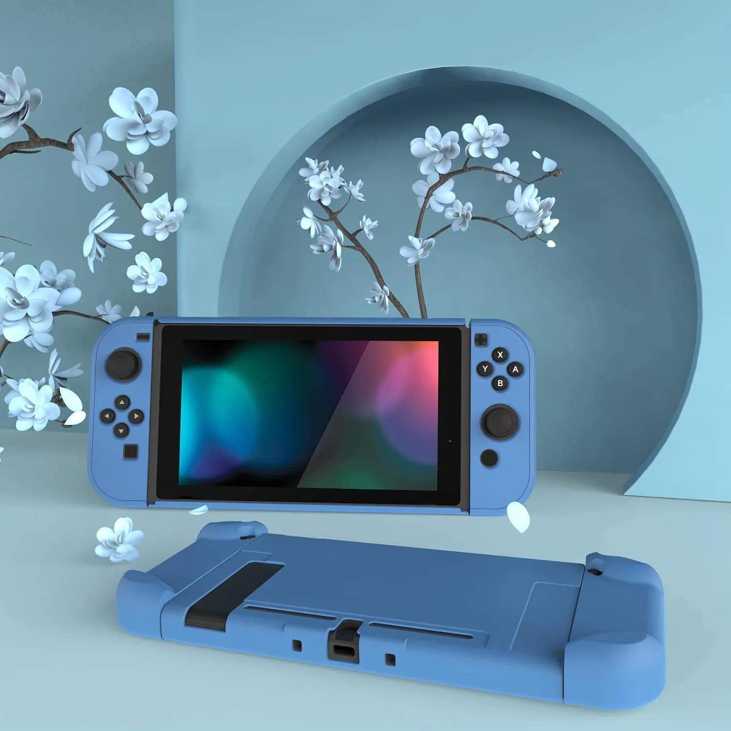 eXtremeRate PlayVital Cover for Nintendo Switch, Protective Case Protector for Switch - Shock-absorbent Anti-Scratch Dockable Easy to install Durable Hard Shell, Airforce Blue (NOT for Switch 2)
