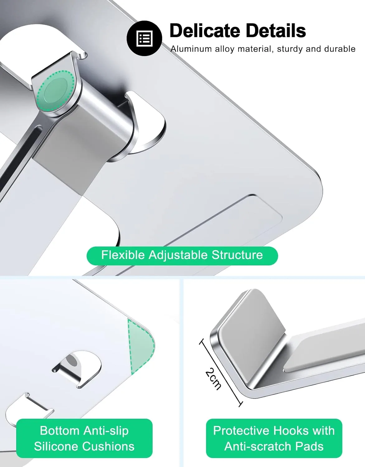 RIWUCT Aluminum Alloy Laptop Stand for Desk, Foldable Laptop Riser Holder