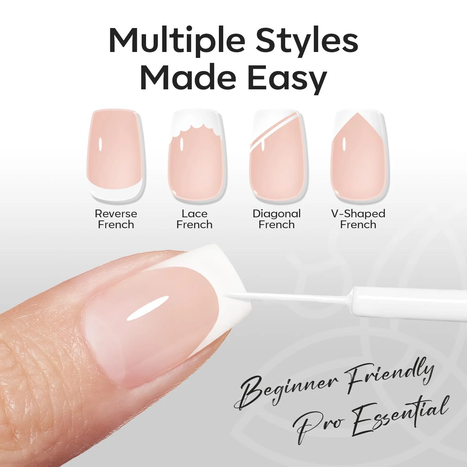 modelones White French Tip Liner Gel Polish 15ml with Precision Brush