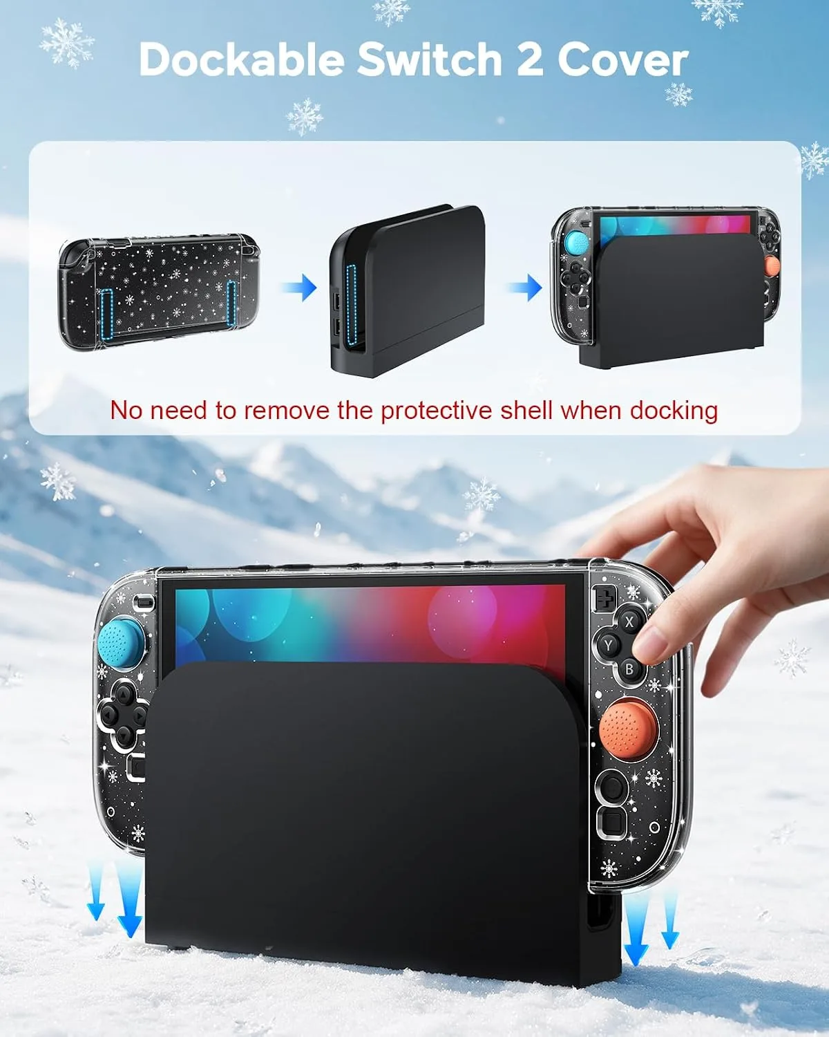 FYOUNG Dockable Case for Nintendo Switch 2,Snowflake Protective Cover Shell