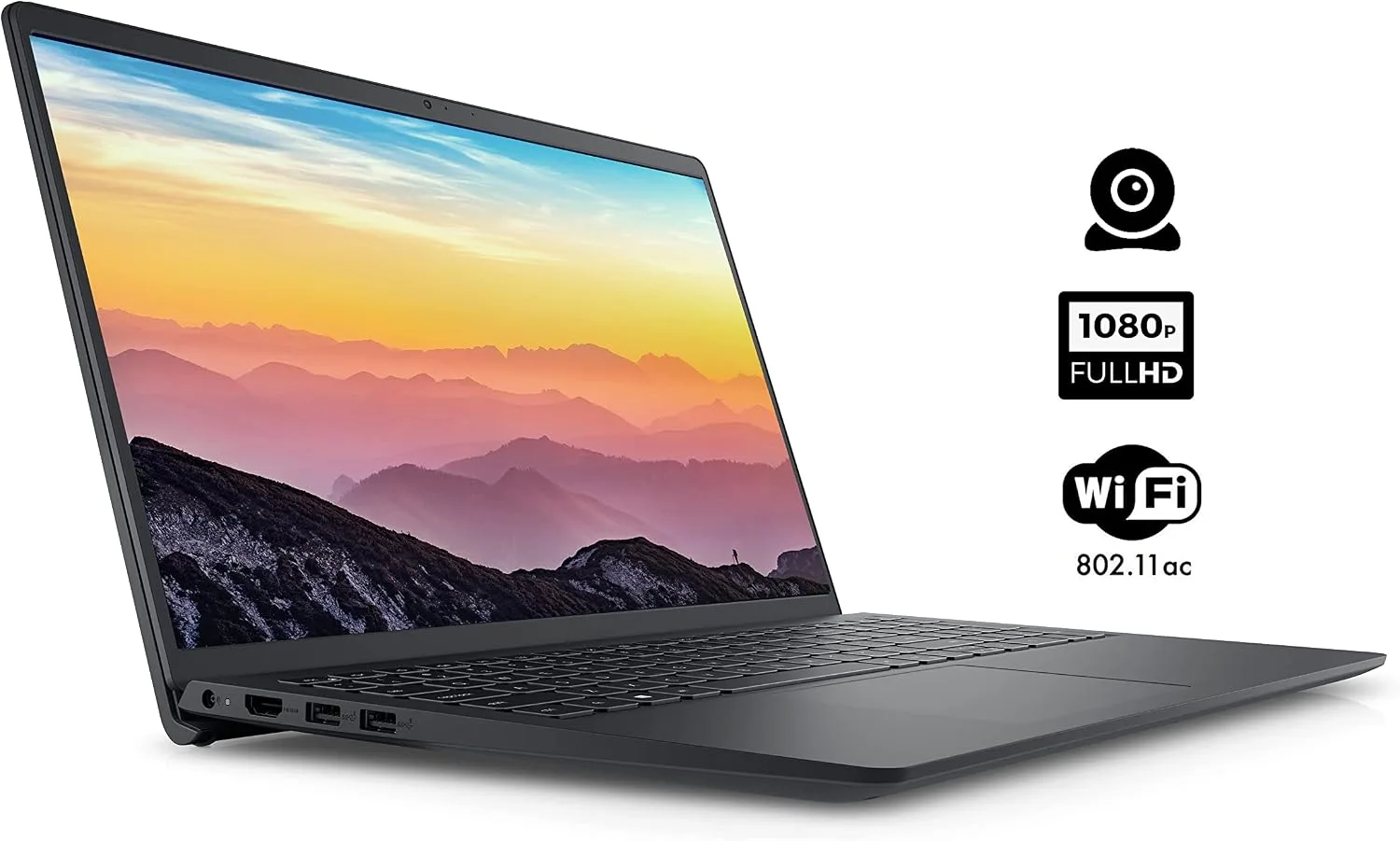 Dell Inspiron 15 3000 Series 3511 Laptop, 15.6" FHD Touchscreen, Intel Core i5-1035G1, 32GB DDR4 RAM, 1TB PCIe SSD, SD Card Reader, Webcam, HDMI, Wi-Fi, Windows 11 Home, Black
