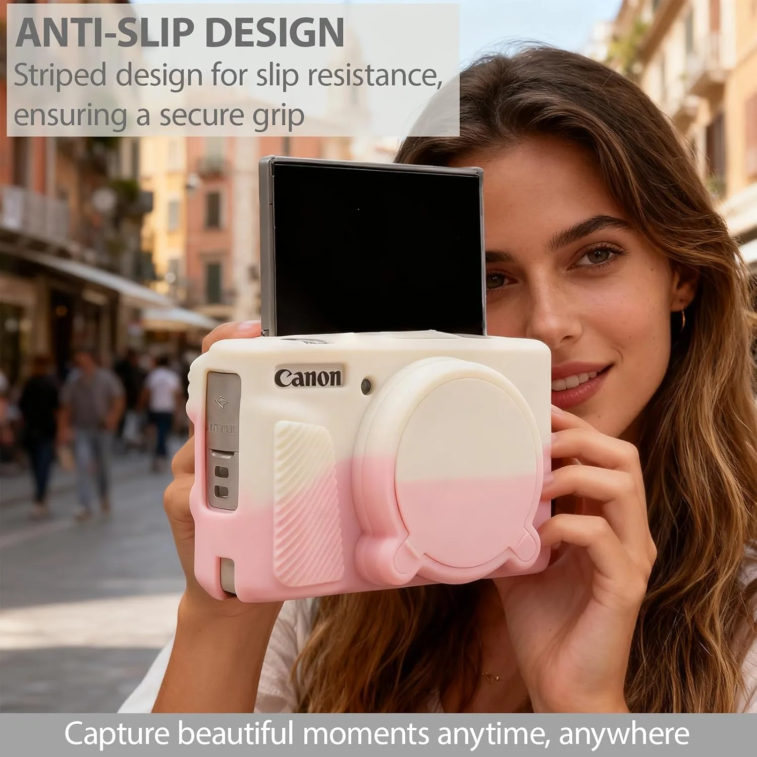 Case for Canon PowerShot SX740 HS, SX730 HS Camera - Beige&Pink
