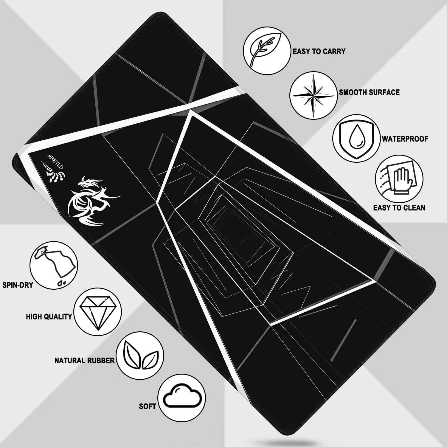 Mouse Pad Large, Waterproof Extra Large Gaming Mousepad with Stitched Edges, 31.5" x 15.7" Non-Slip Rubber Base Office Big Long Keyboard Pad for Office Gamer Home XXL, (Black Square)