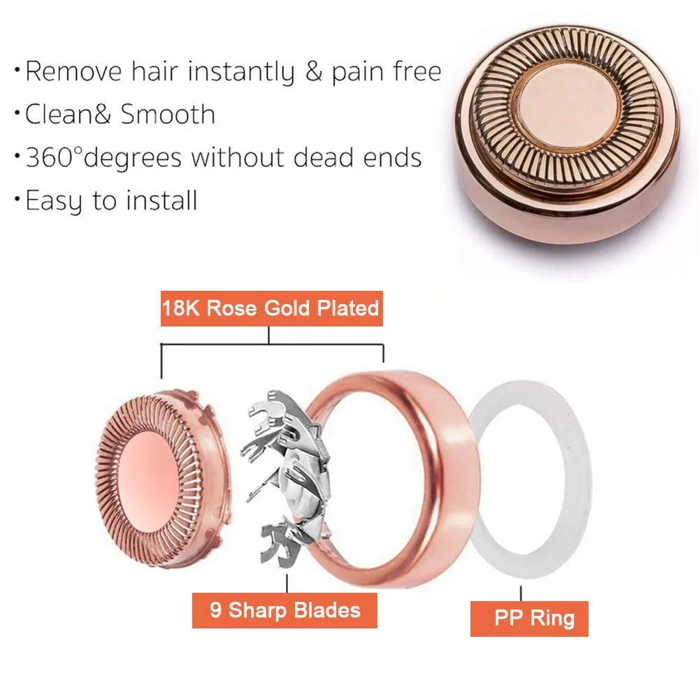 Facial Hair Remover Replacement Heads: Compatible with Flawless GEN 1 Finishing Touch Facial Hair Removal Tool for Women As Seen On TV 18K Gold-Plated Rose Gold