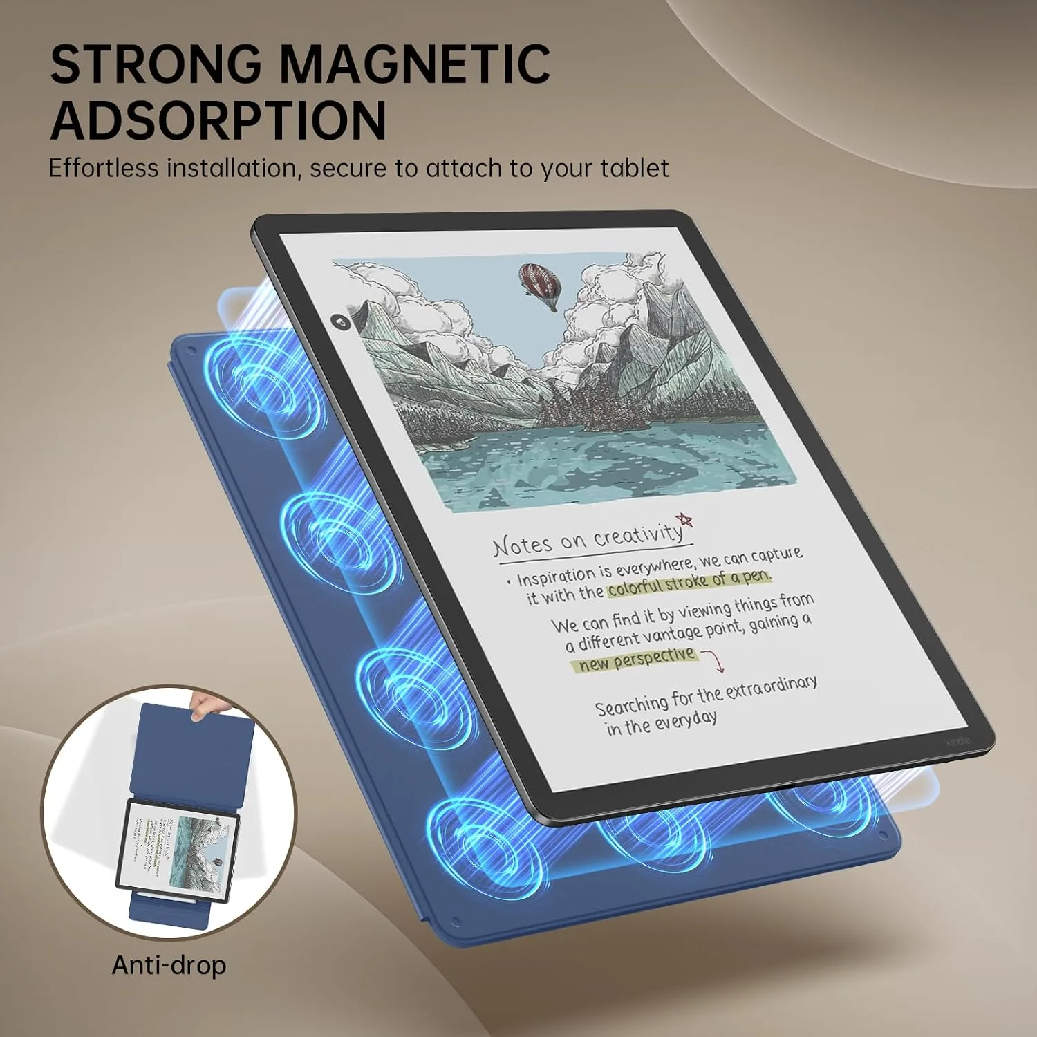 MoKo Magnetic Case for 11" Kindle Scribe 3rd & Colorsoft 1st,Blu Marino