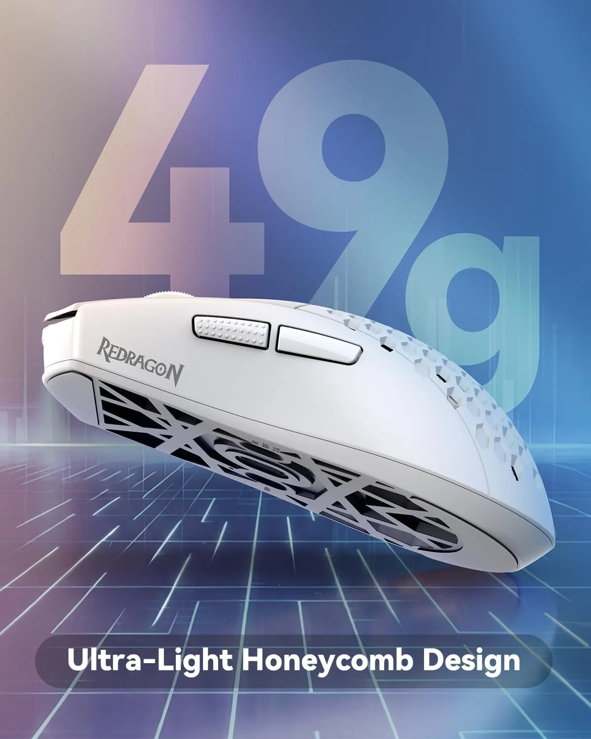 Redragon M725 Honeycomb Shell Gaming Mouse Wireless Lightweight 49g -White