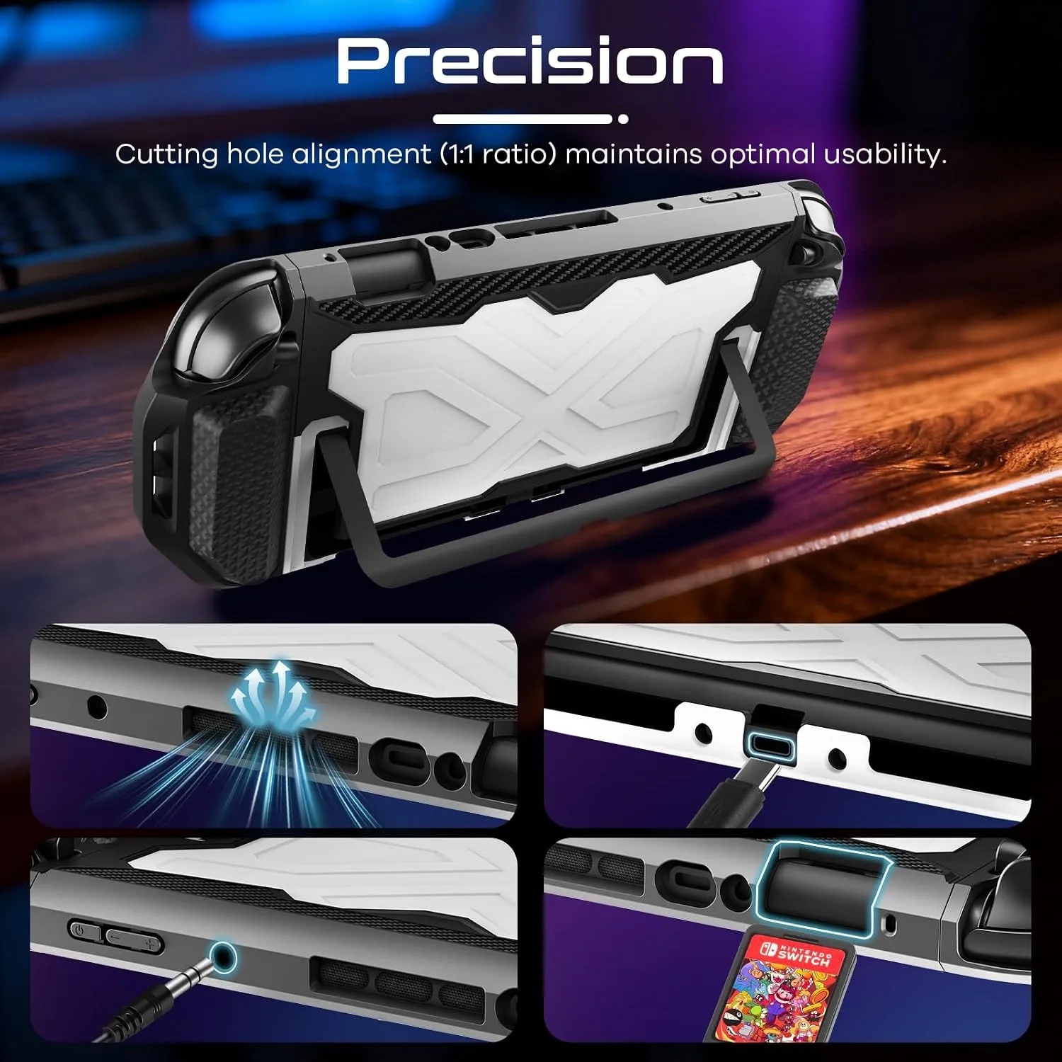 Toladoshop Dockable for Switch 2 Grip Case (2025) Accessories, Armor Slim Military-Grade Protection for Detachable 3PCS Design Joncon Holder with Screen Protectors and Joystick caps, White