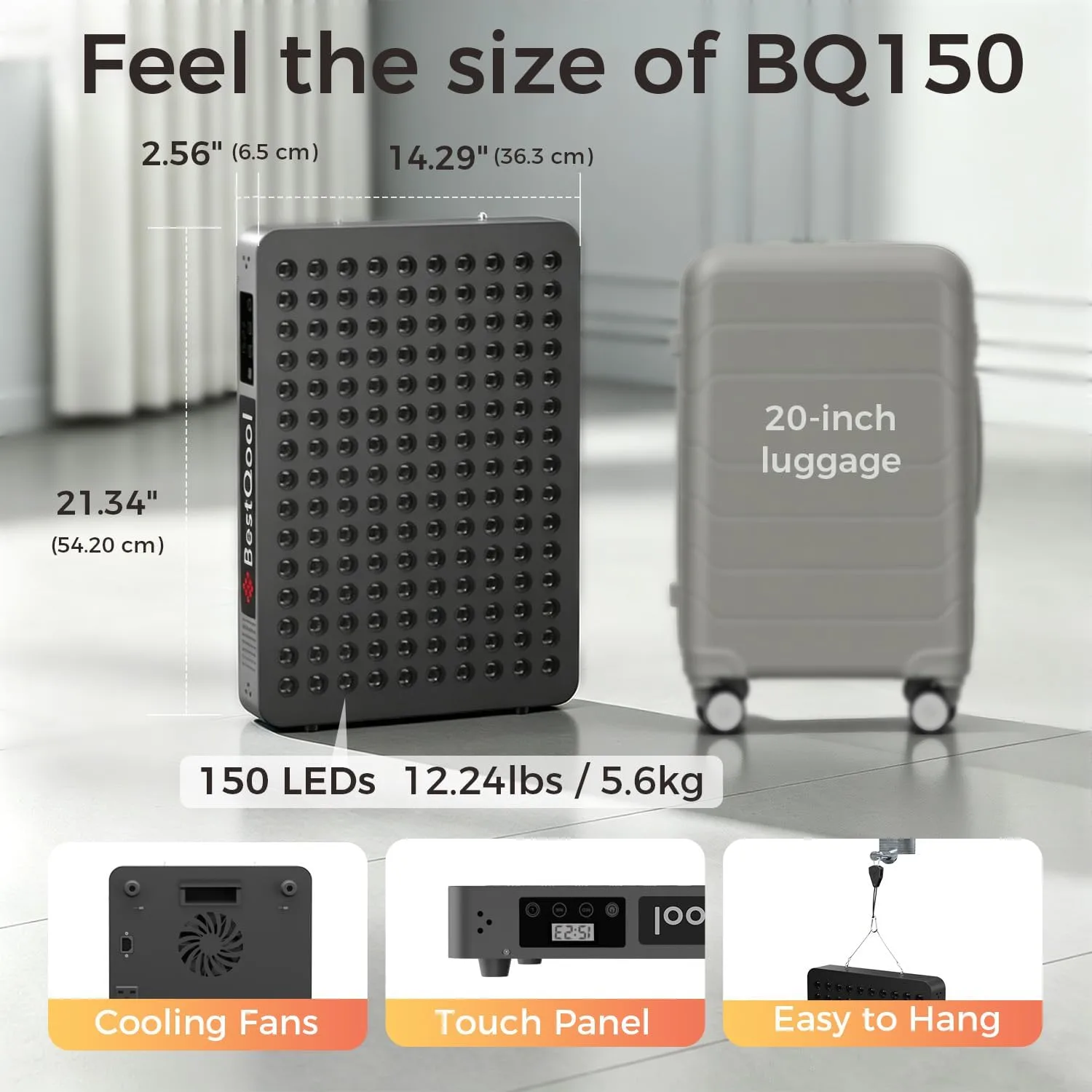 BestQool Red Light Therapy Panel, 4 Wavelengths Red & NIR, 150 LEDs, 250W