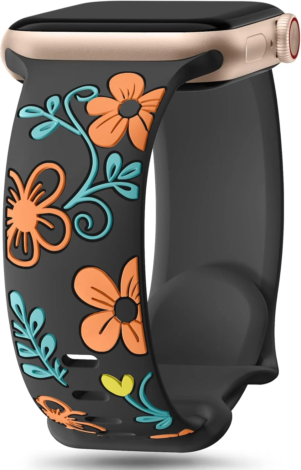 Correa de silicona Witzon Floral compatible con Apple Watch para mujer