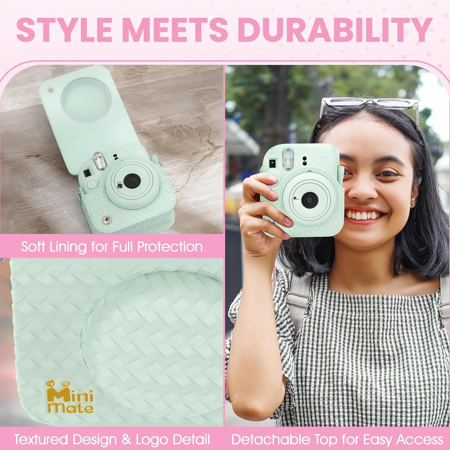 Fujifilm Instax Mini 12 Instant Camera Mint Green + Minimate Custom Designed Case + Fuji Instax Film 10 Sheets & Photo Album