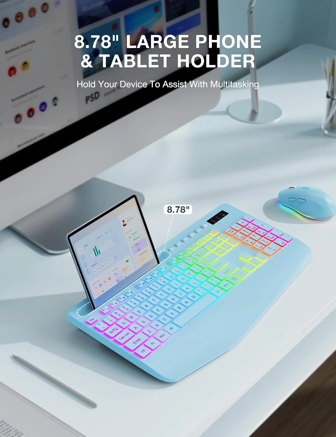 SABLUTE Wireless Keyboard and Mouse Combo, 9 Backlit Effects, RGB, 2.4GHz