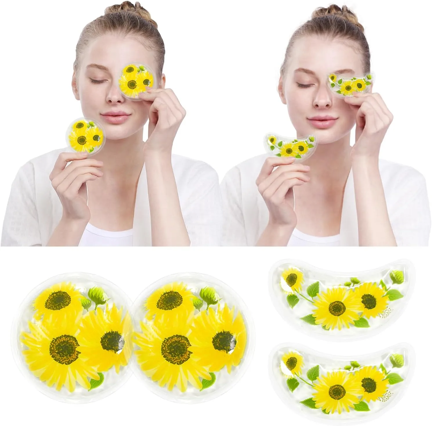 4PCS Gel Eye Ice Pack Set Reusable, Cold and Hot Compress for Eyes